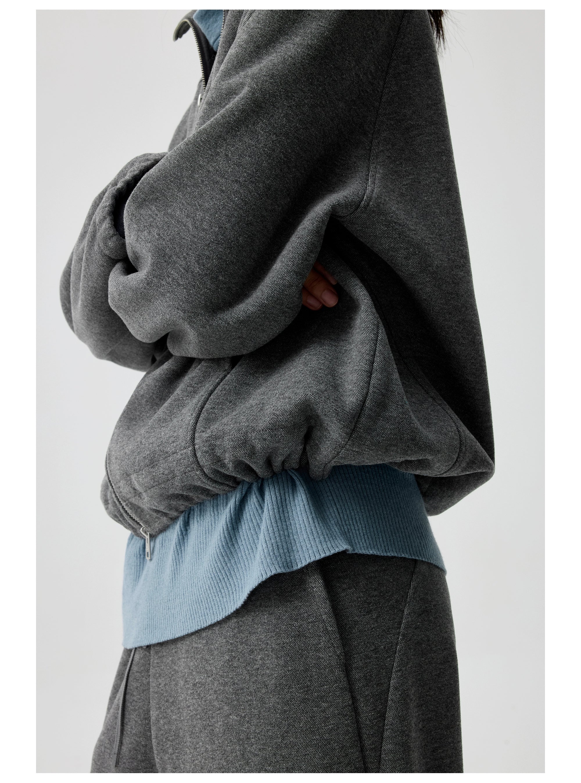 Relaxed Fit Fleece Zip-Up Track Jacket