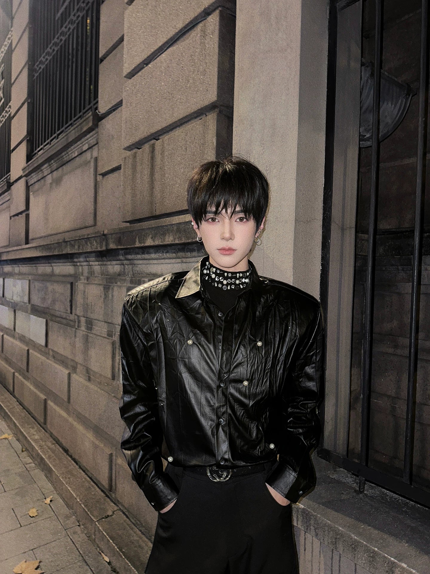 Midnight Prism Stud-Leather Eclipse Shirt