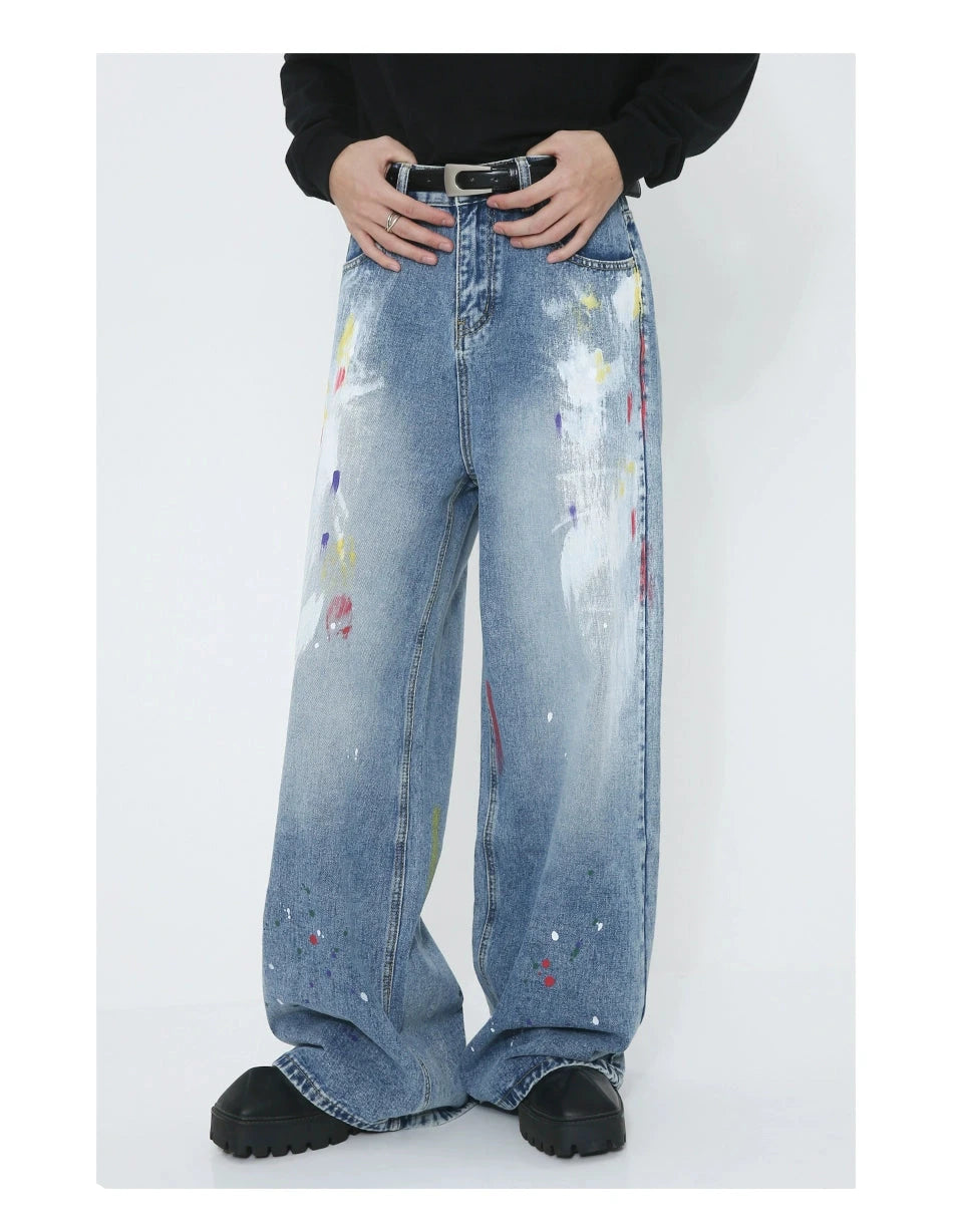 Voguo Relay Avant-Garde Splash Wide-Leg Jeans