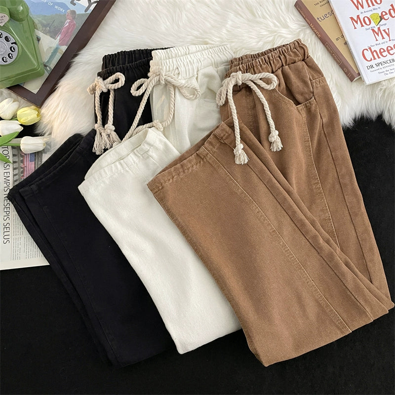 Denim Rope Drawstring Relaxed Pants