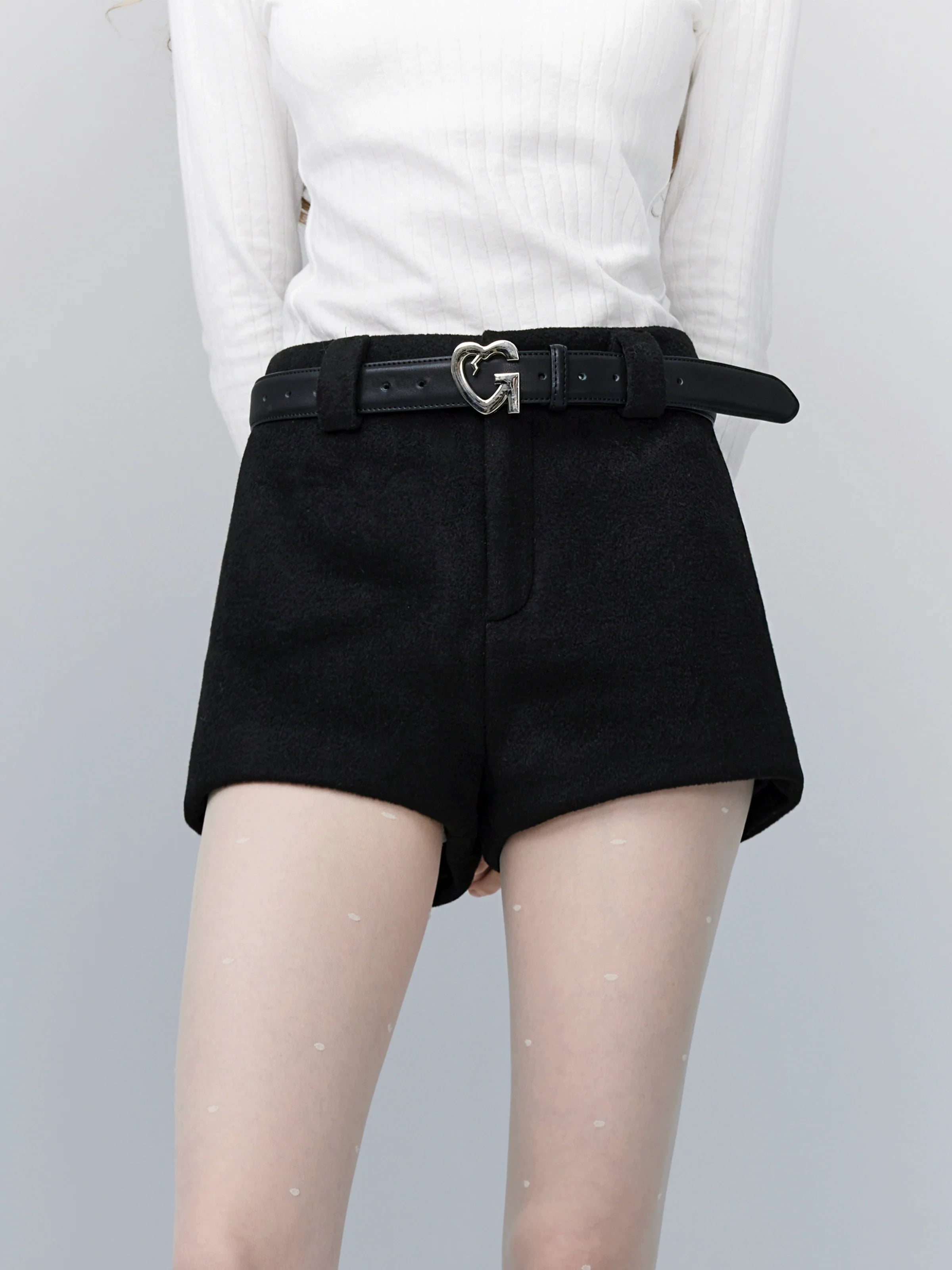 Versatile Tailored Micro Shorts: Sleek Flat-Front in Ivory and Black