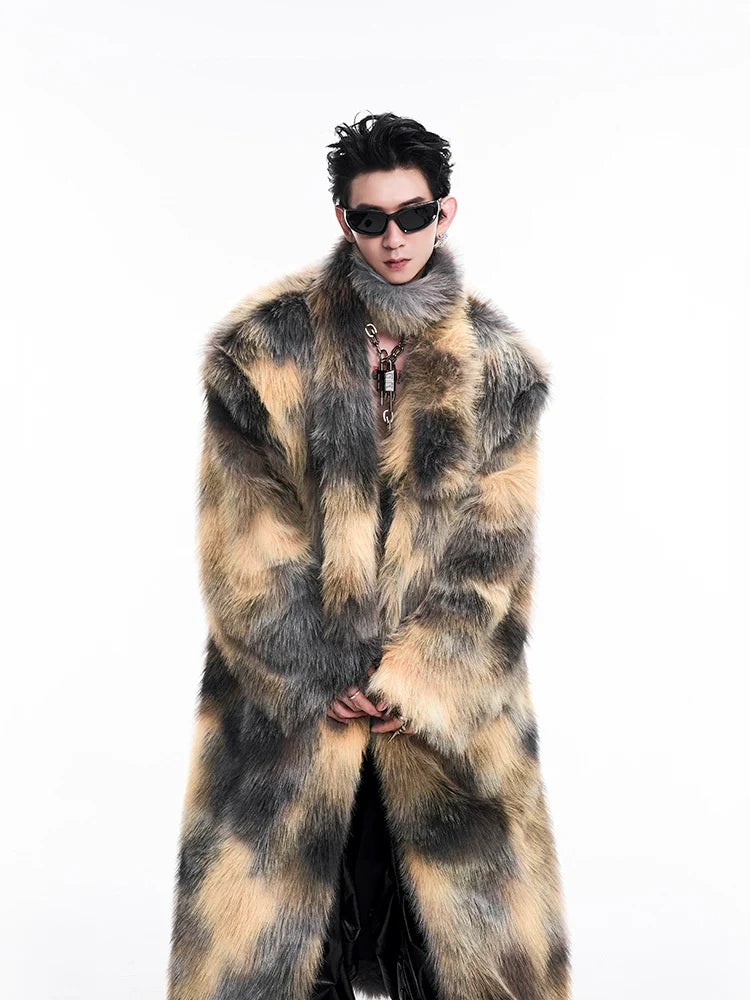 Camo Faux Fur Long Coat