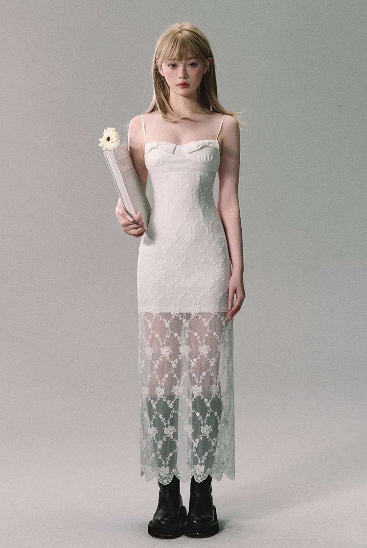 White Lace Slip Maxi Dress