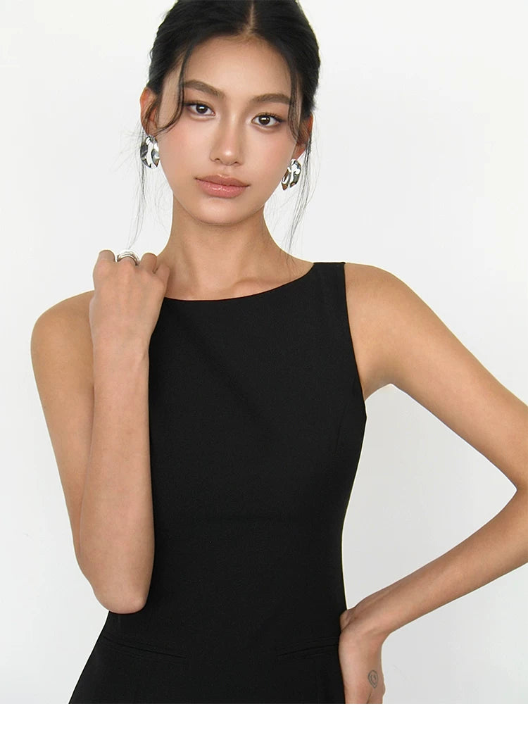City Muse Sleek Boat‑Neck Mini Dress