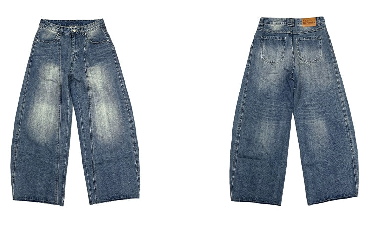 Retro Wash Relaxed Wide-Leg Jeans