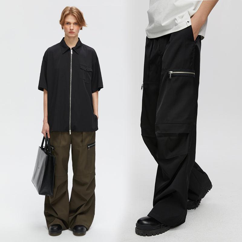 Pleated Pants with Zipped Pockets - chiclara