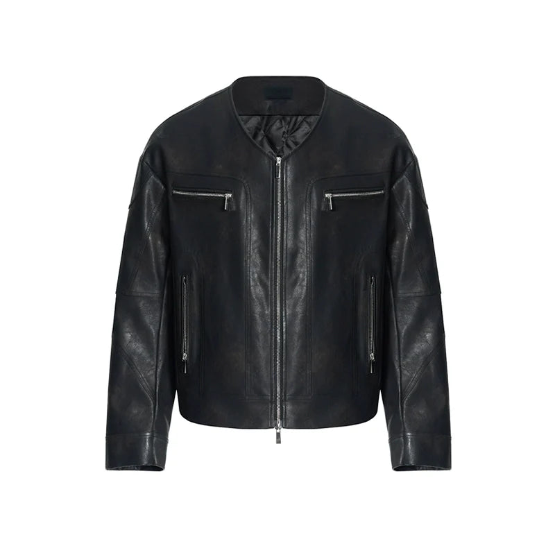 Hooded Leather Biker Jacket