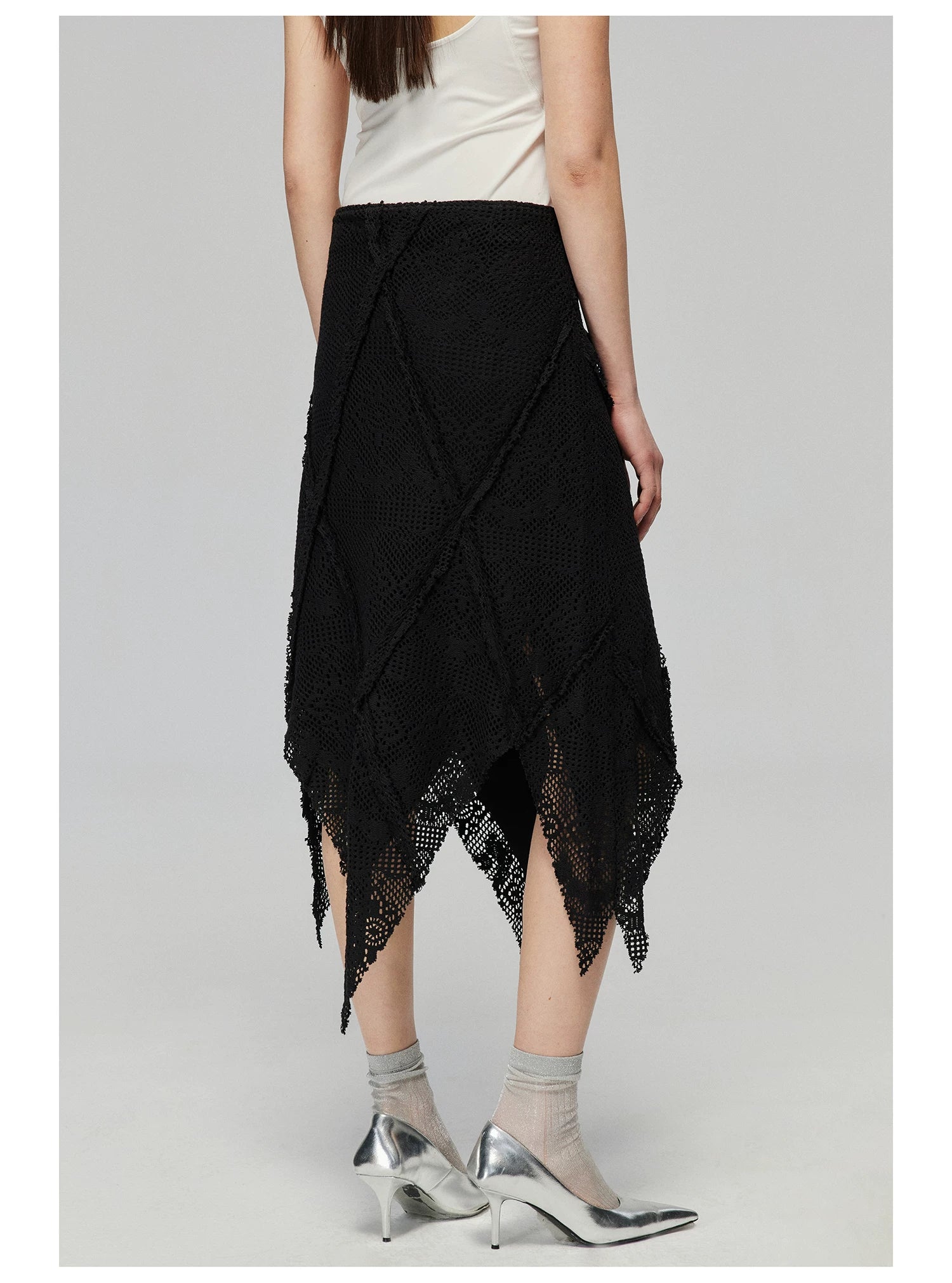 Crochet Handkerchief Hem Midi Skirt