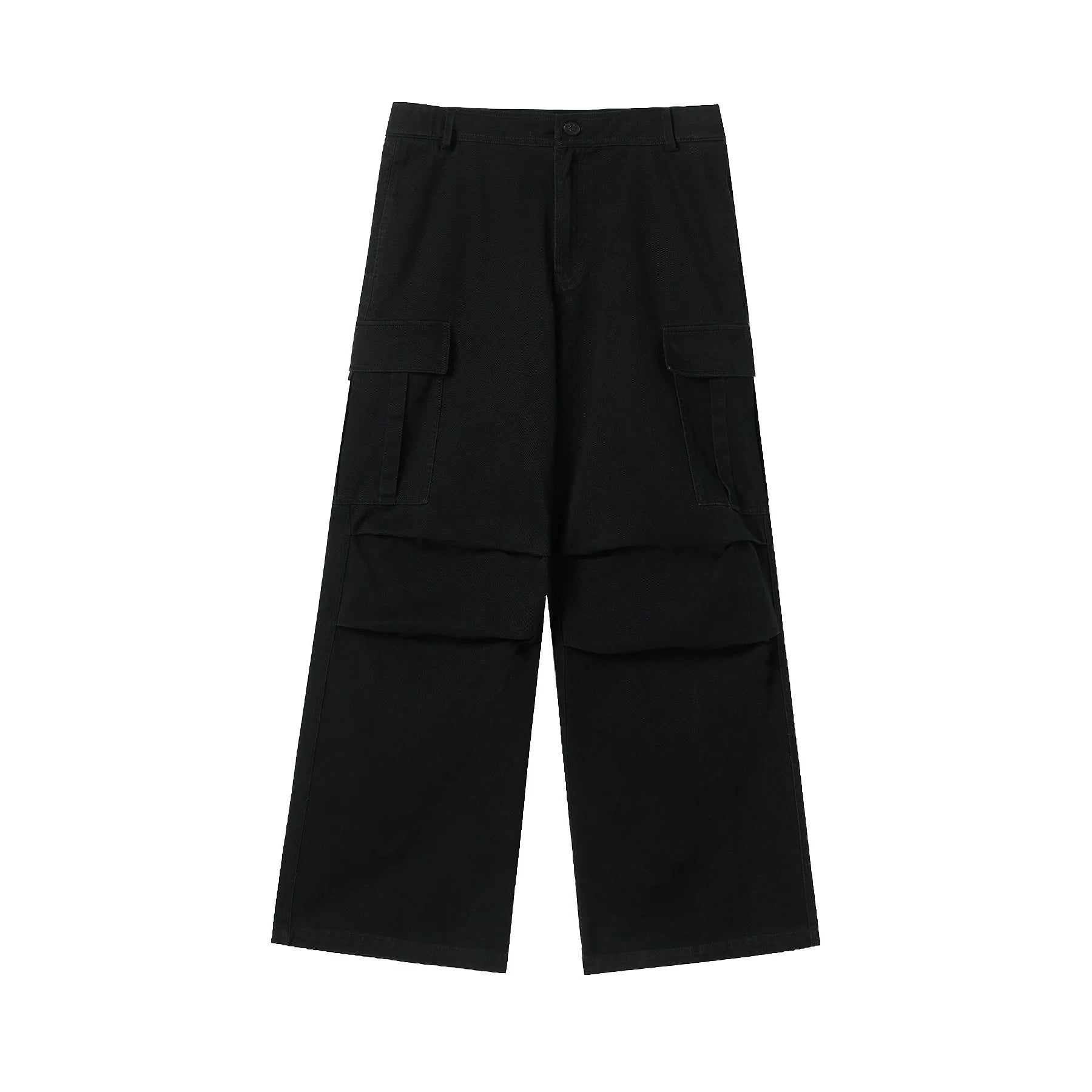 Washed Pleated Wide Leg Cargo Pants