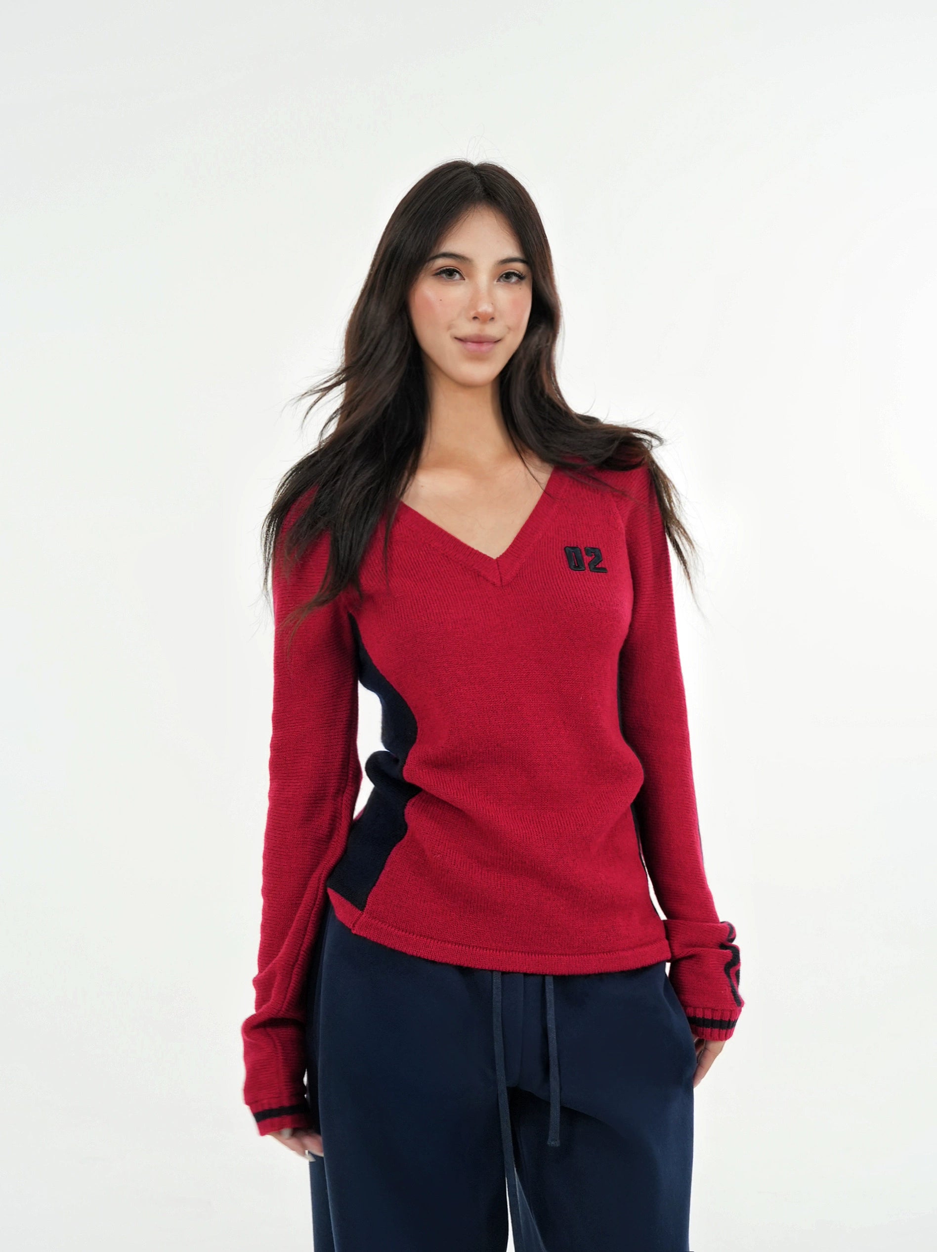 Lightweight V-Neck Long-Sleeve Sweater