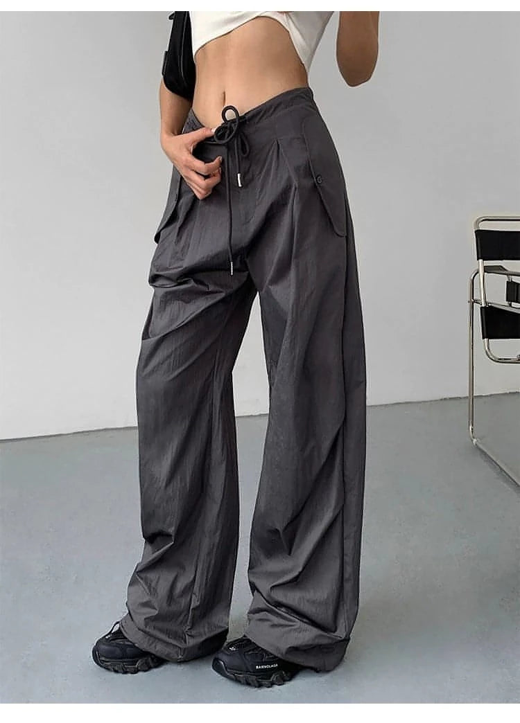 American Retro Wide-Leg Work Pants - chiclara