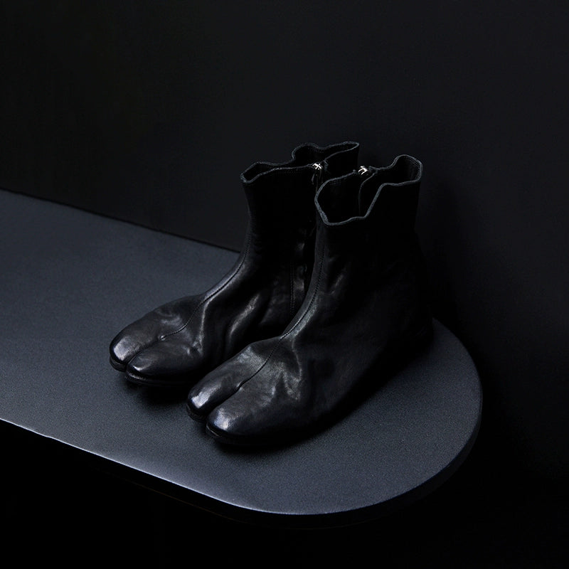 Black Leather Tabi Boots