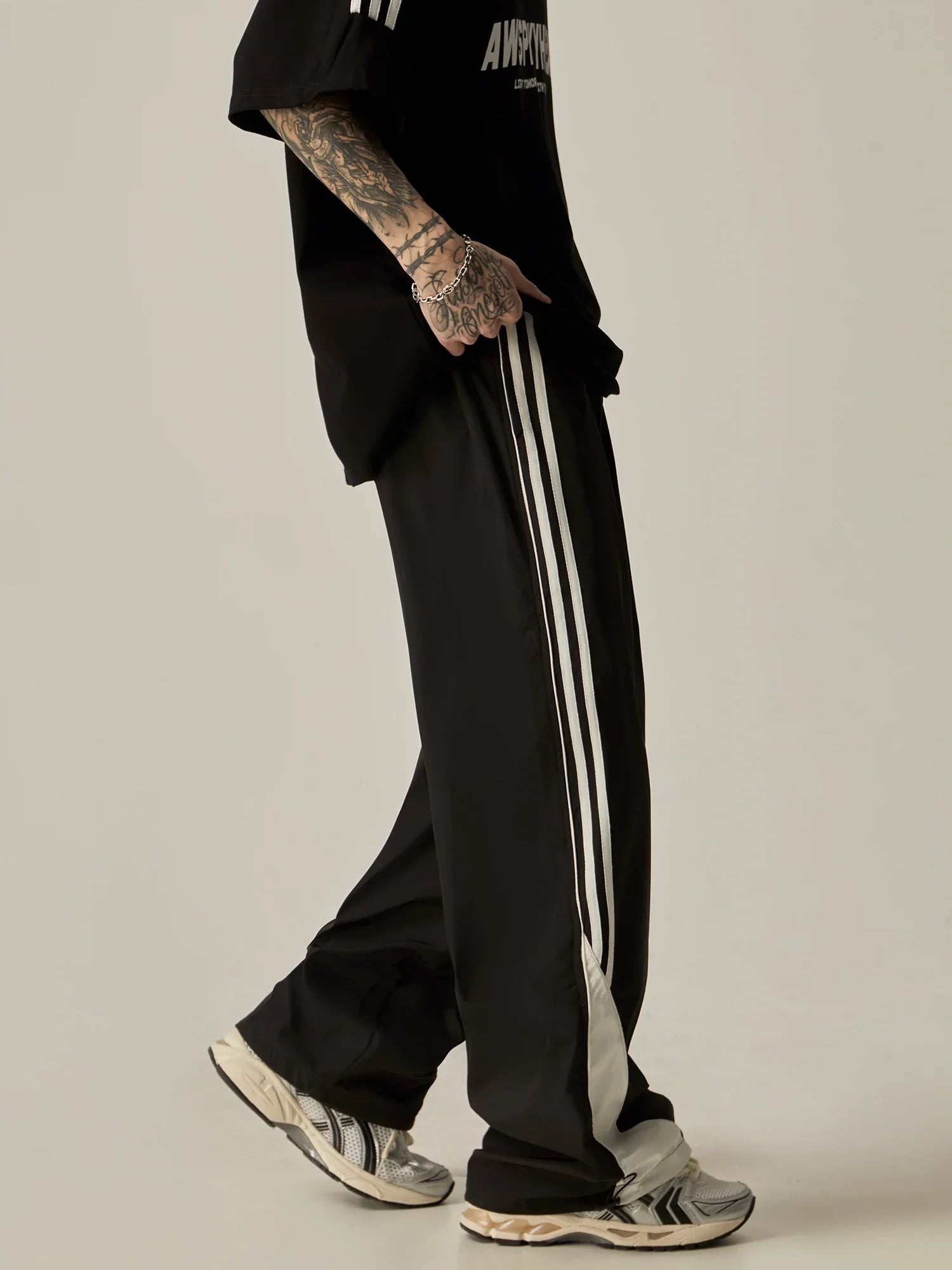 Wide-Leg Triple Stripe Track Pants