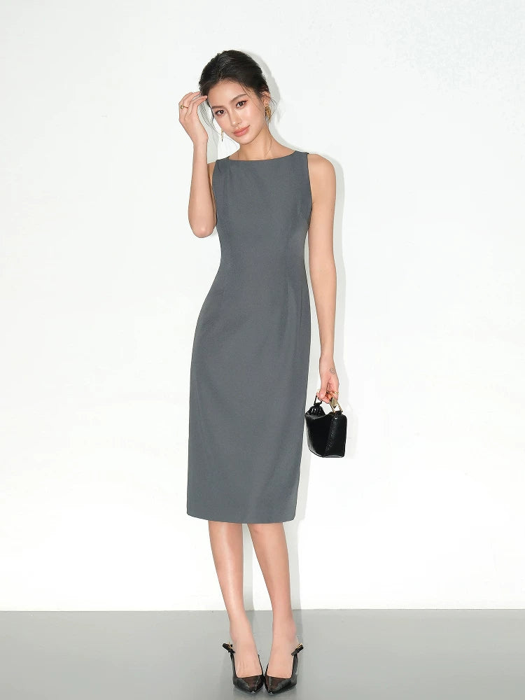 Sculpted Grace Sleeveless Midi Dress