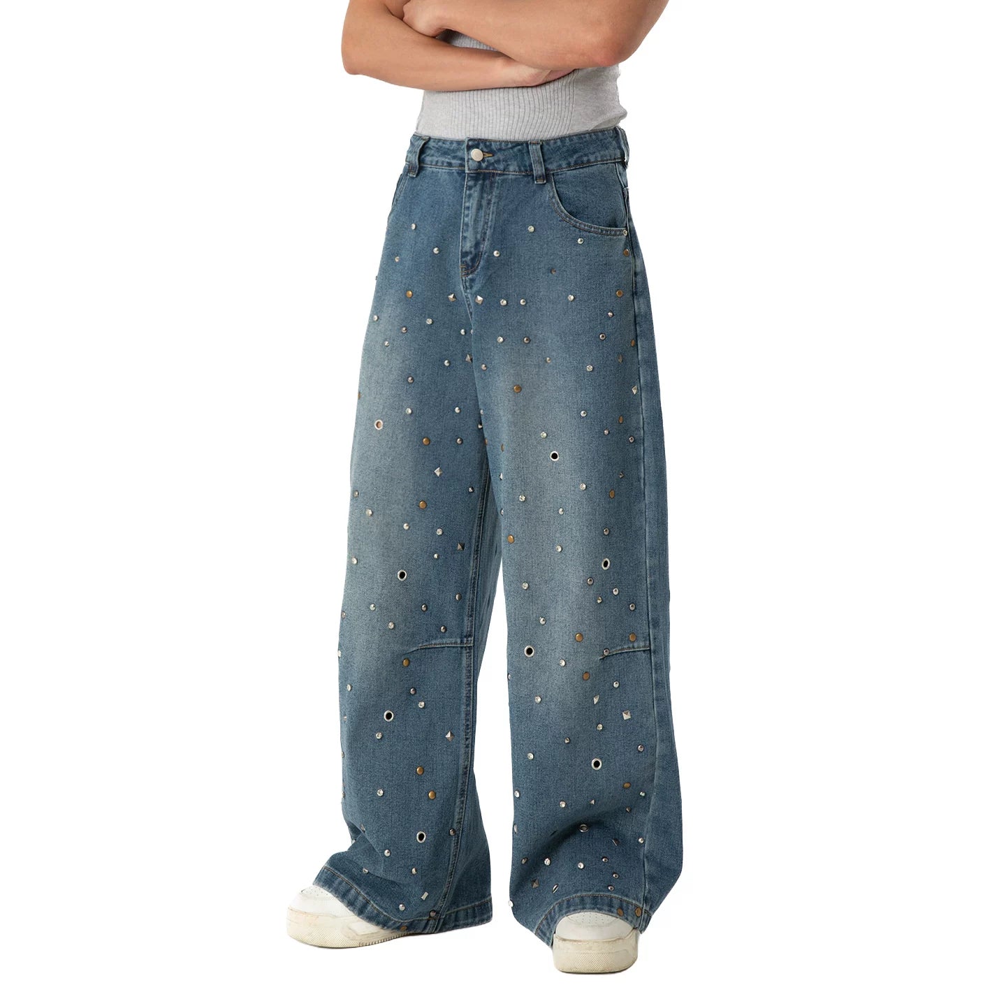 Galaxy Scatter Stud Wide-Leg Jeans
