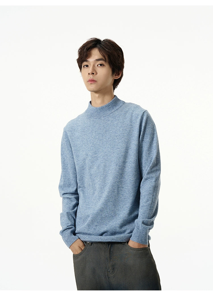 Minimalist Mock Neck Knit Sweater