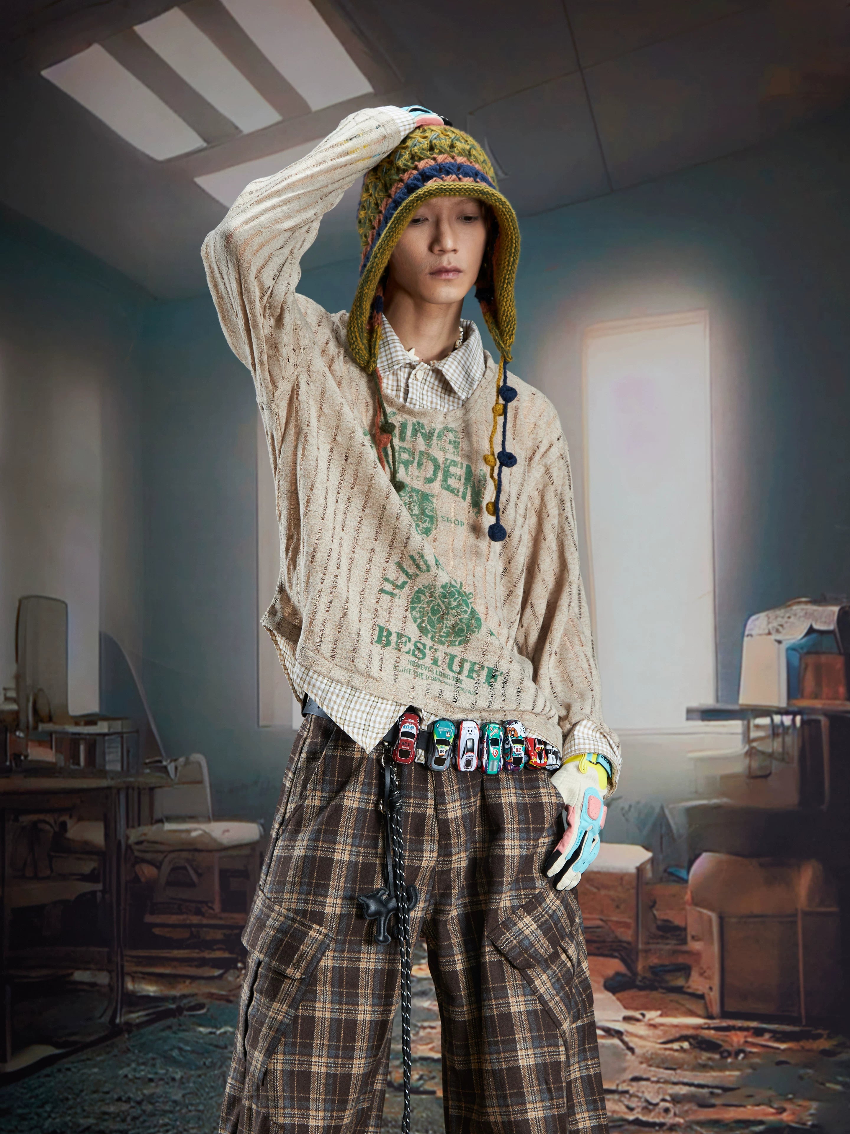 Summer Garden Sheer Layered Shirt Sweater