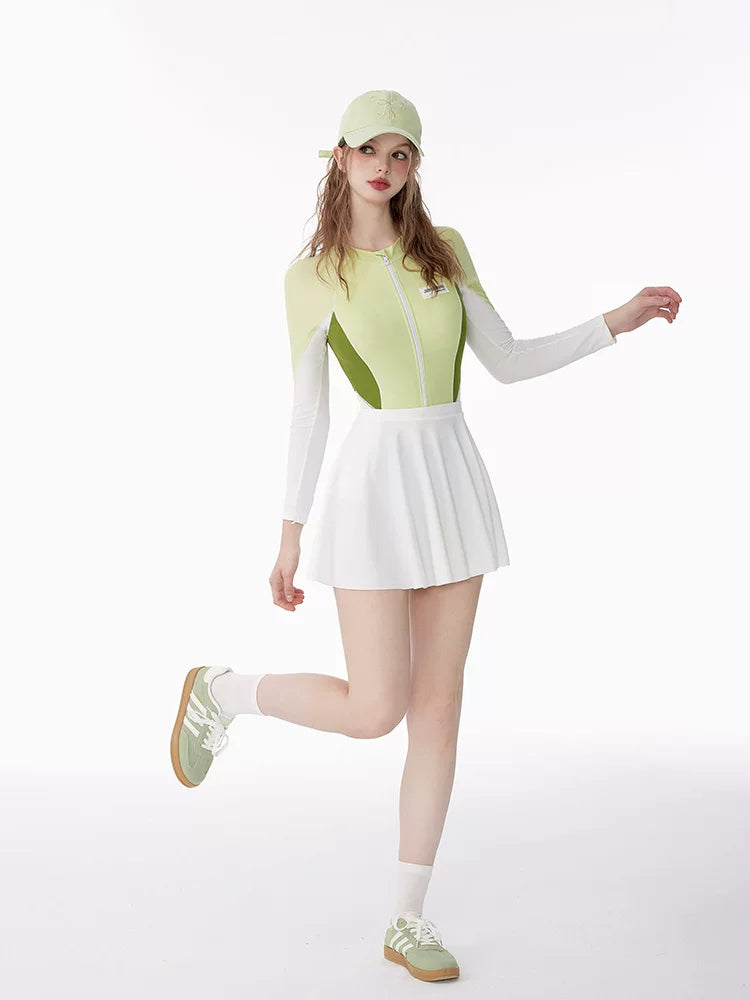 Lime Rally Zip Panel One‑Piece