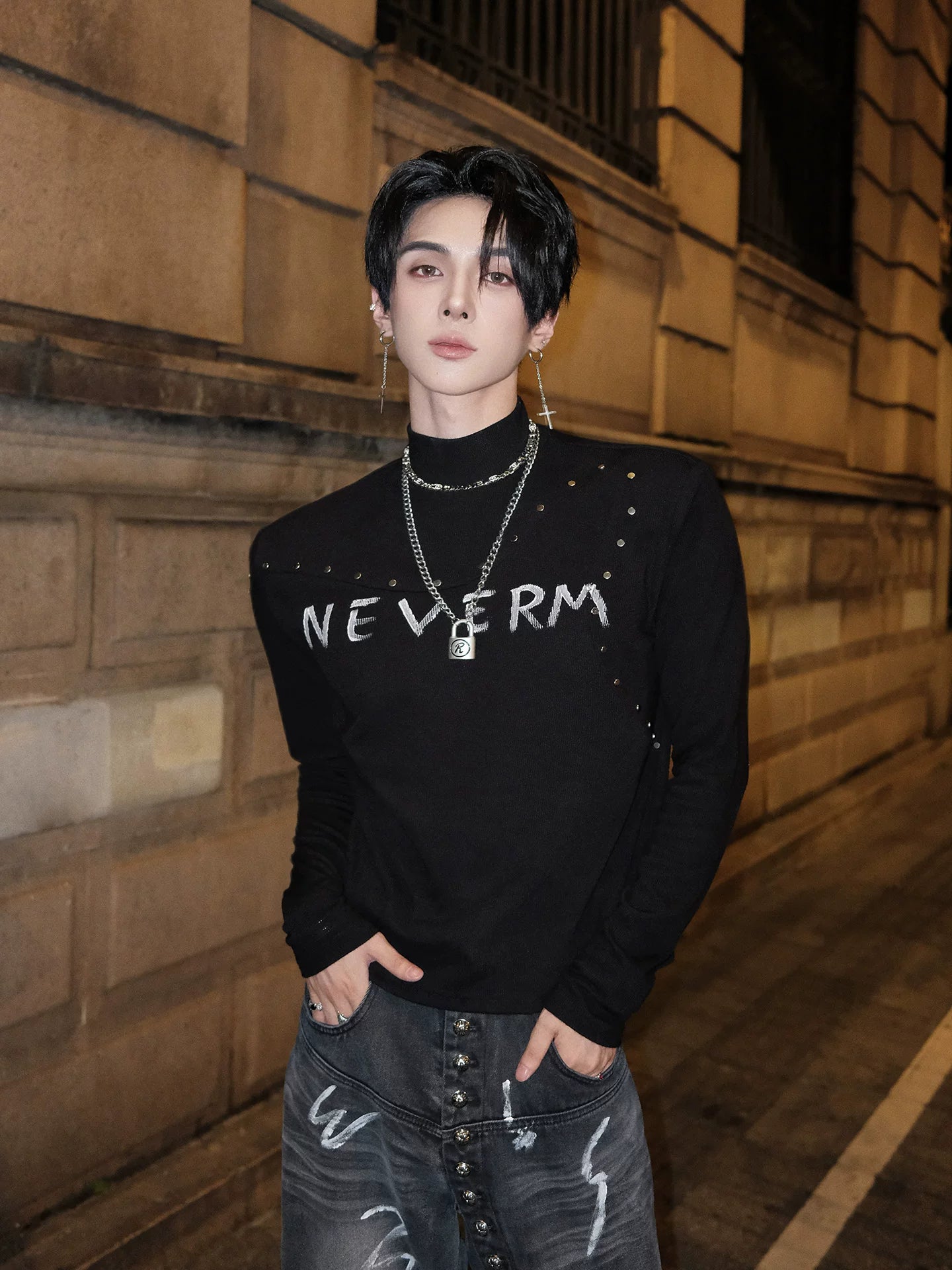 Neverm Studded Gothic Knit Turtleneck