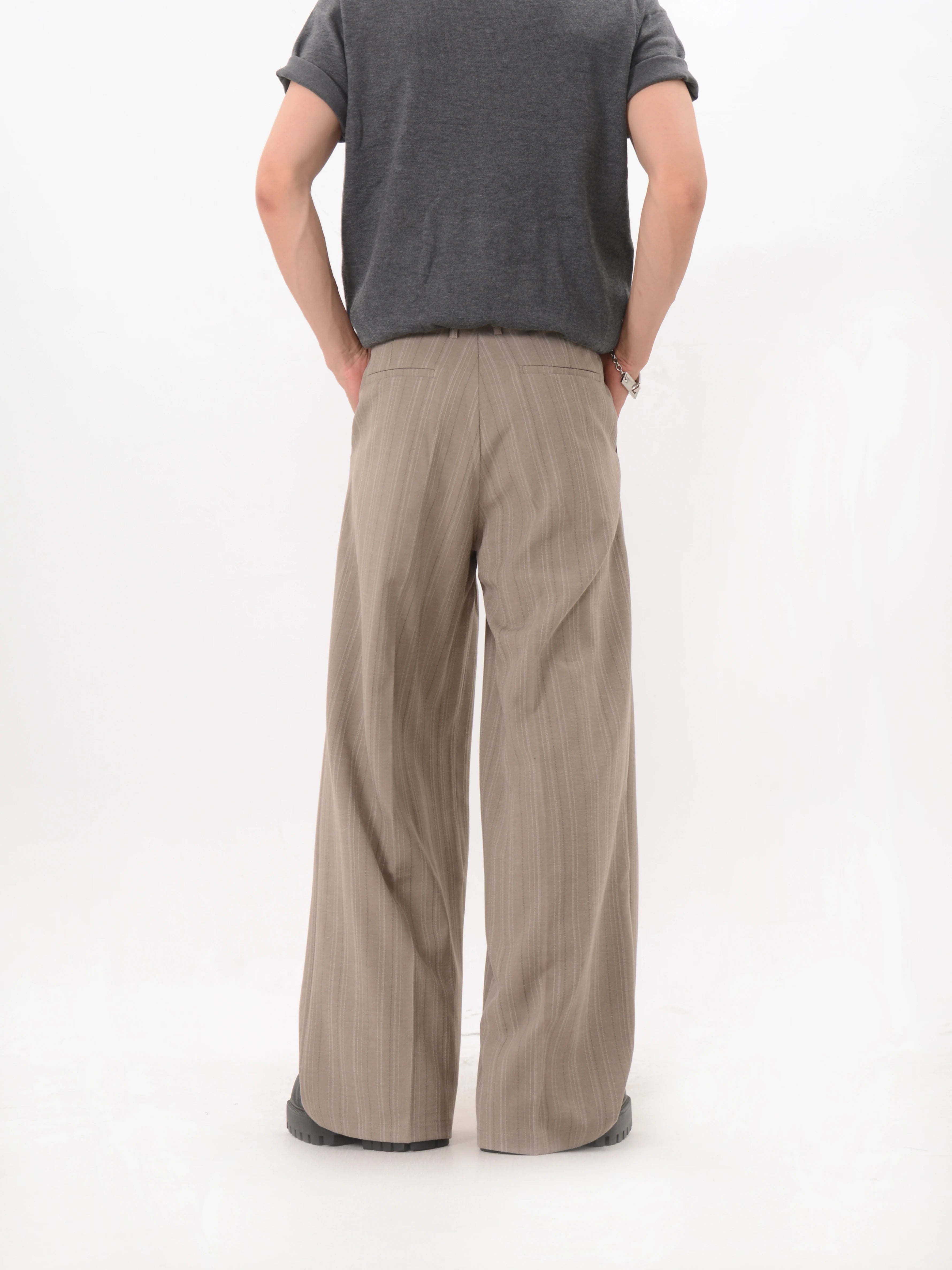 Easy Drape Pinstripe Wide Trousers