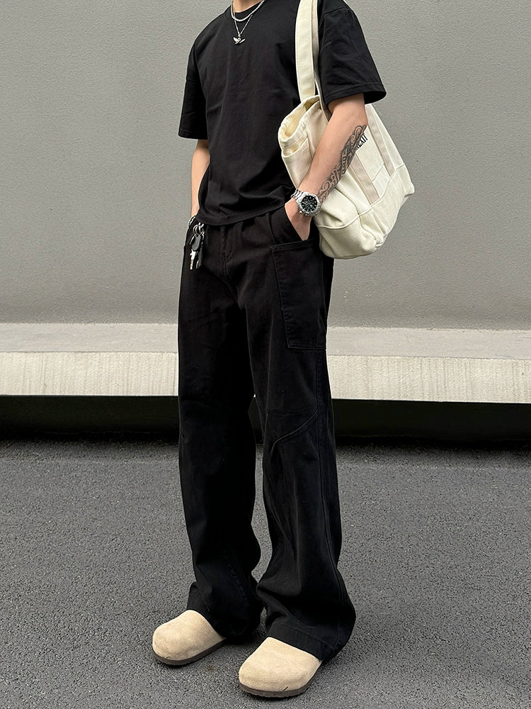 Obsidian Cargo Wide‑Leg Pants