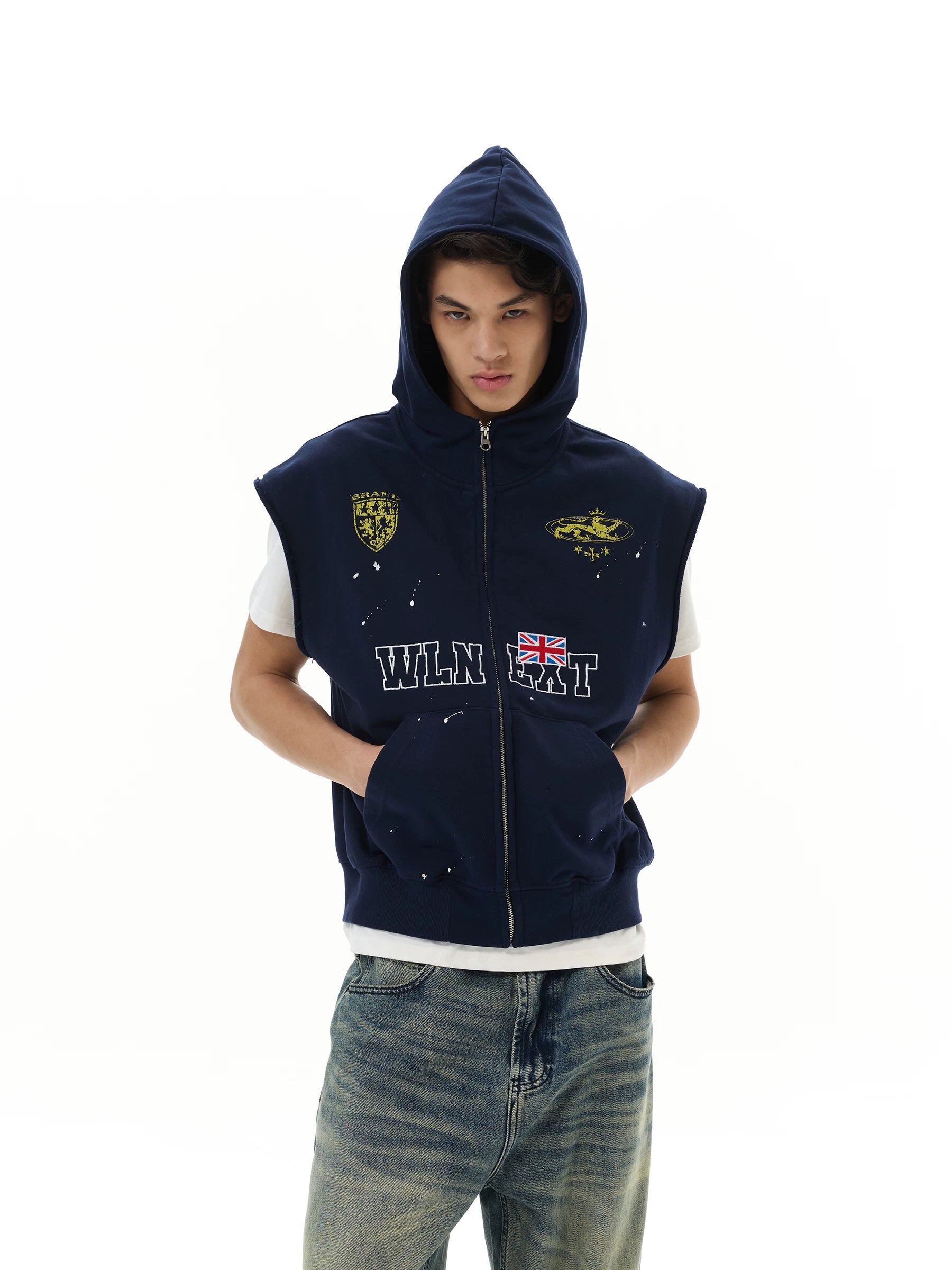 Union Crest Sleeveless Zip Hoodie