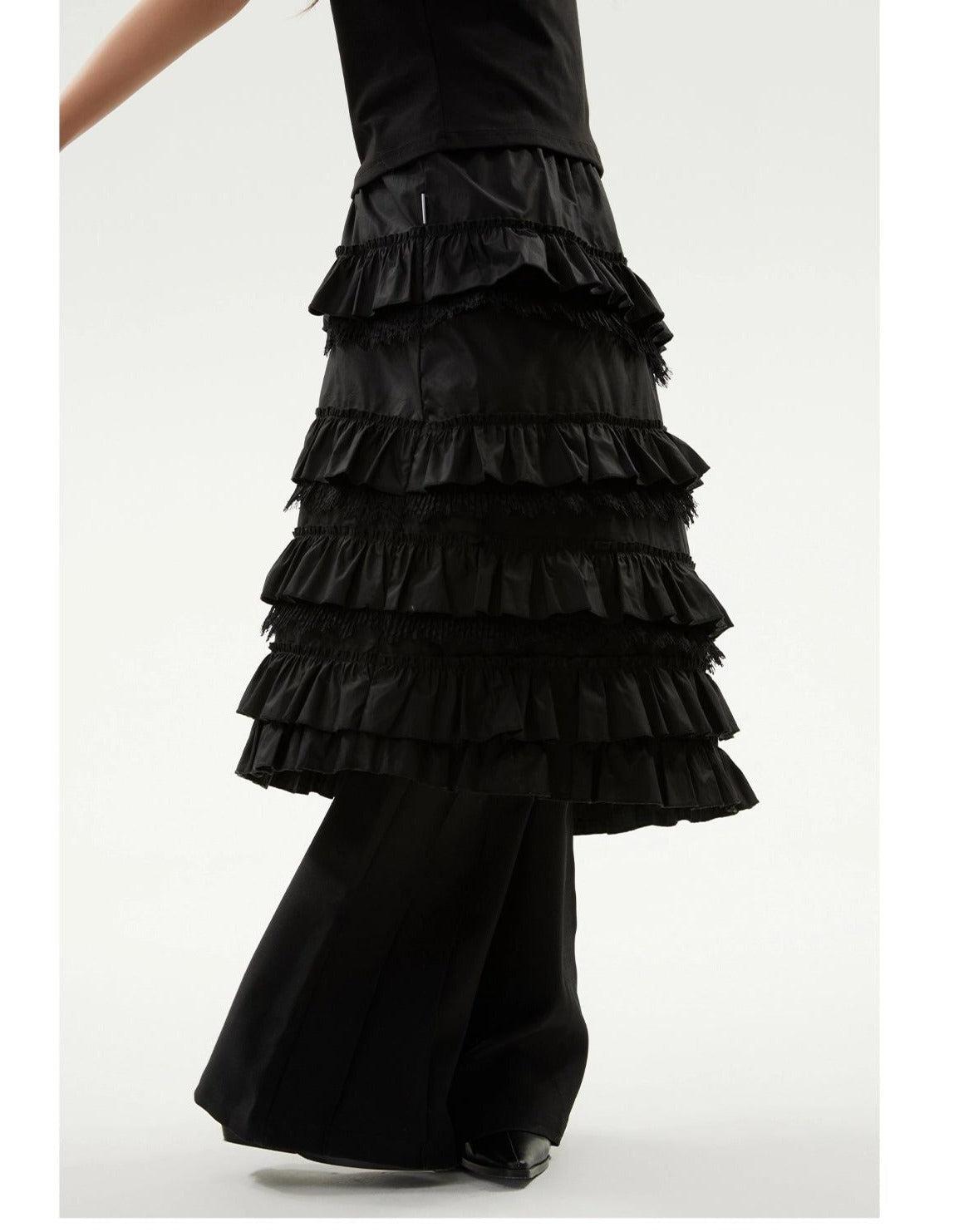 Ruffle Detail Long Skirt - chiclara