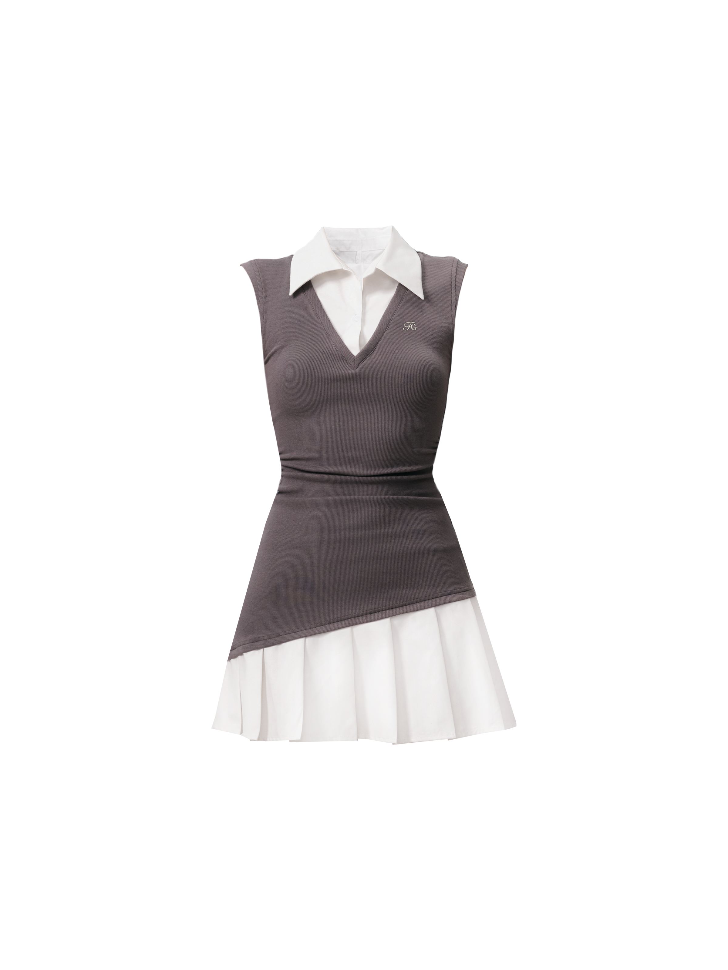 Chic Contrast Collared Mini Dress Duo