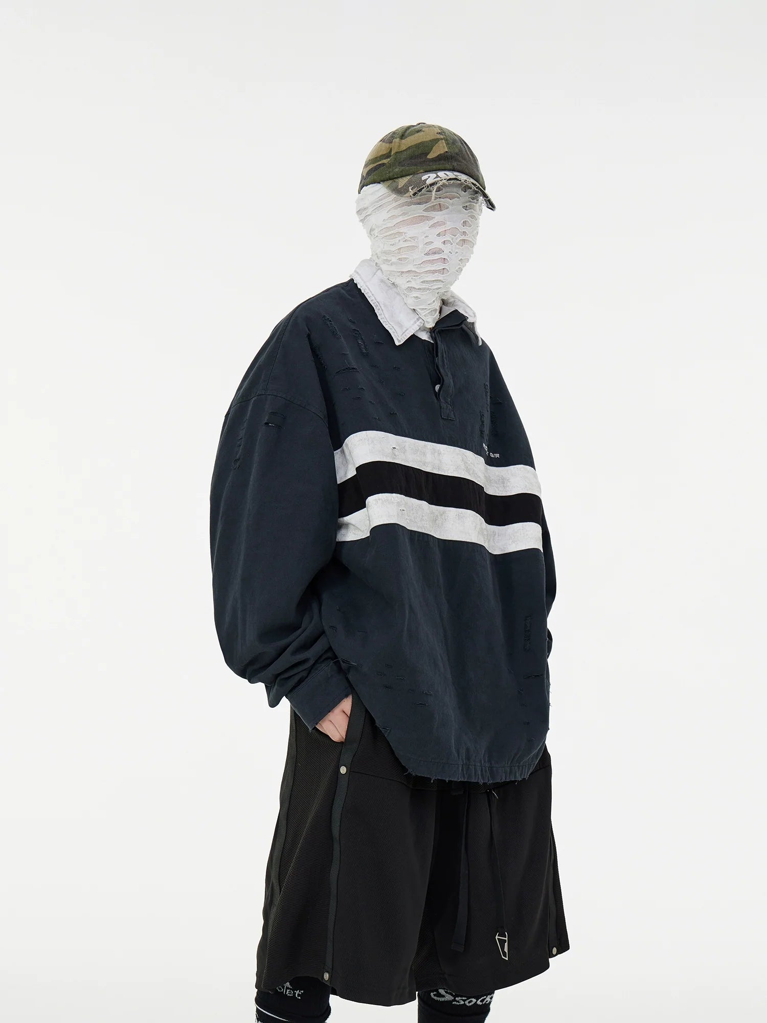 Distressed Stripe Varsity Rugby Shirt