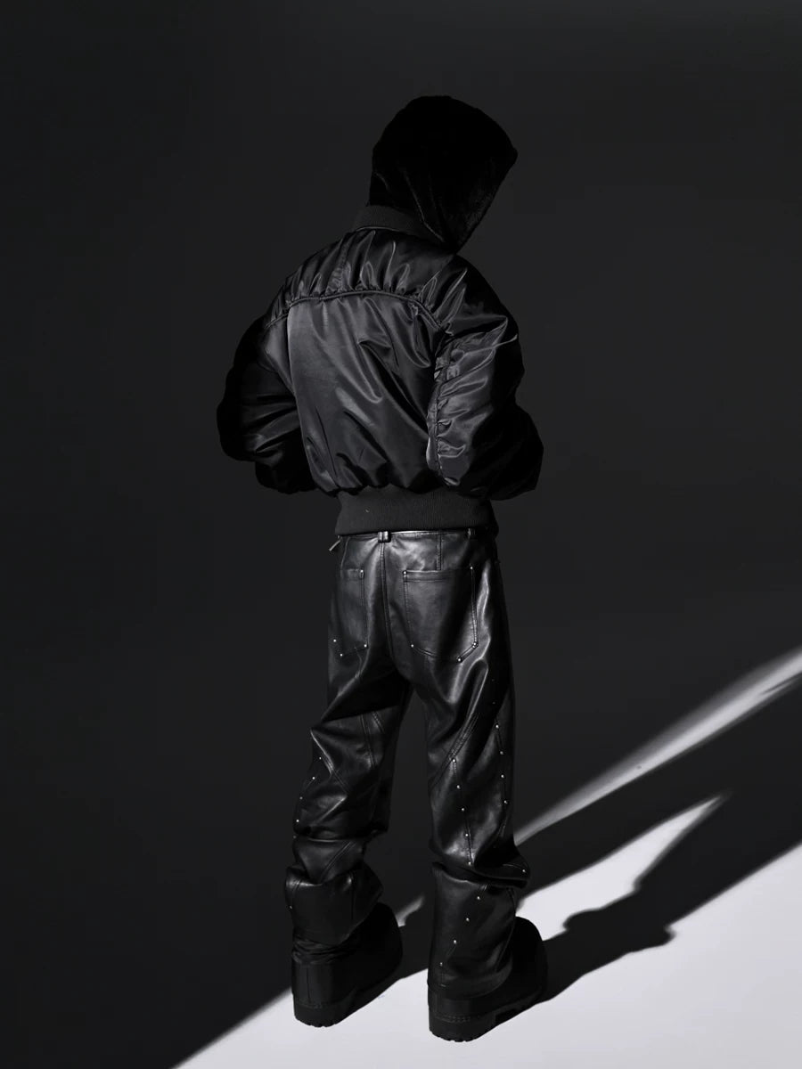 Obsidian Cocoon Hooded Bomber Jacket