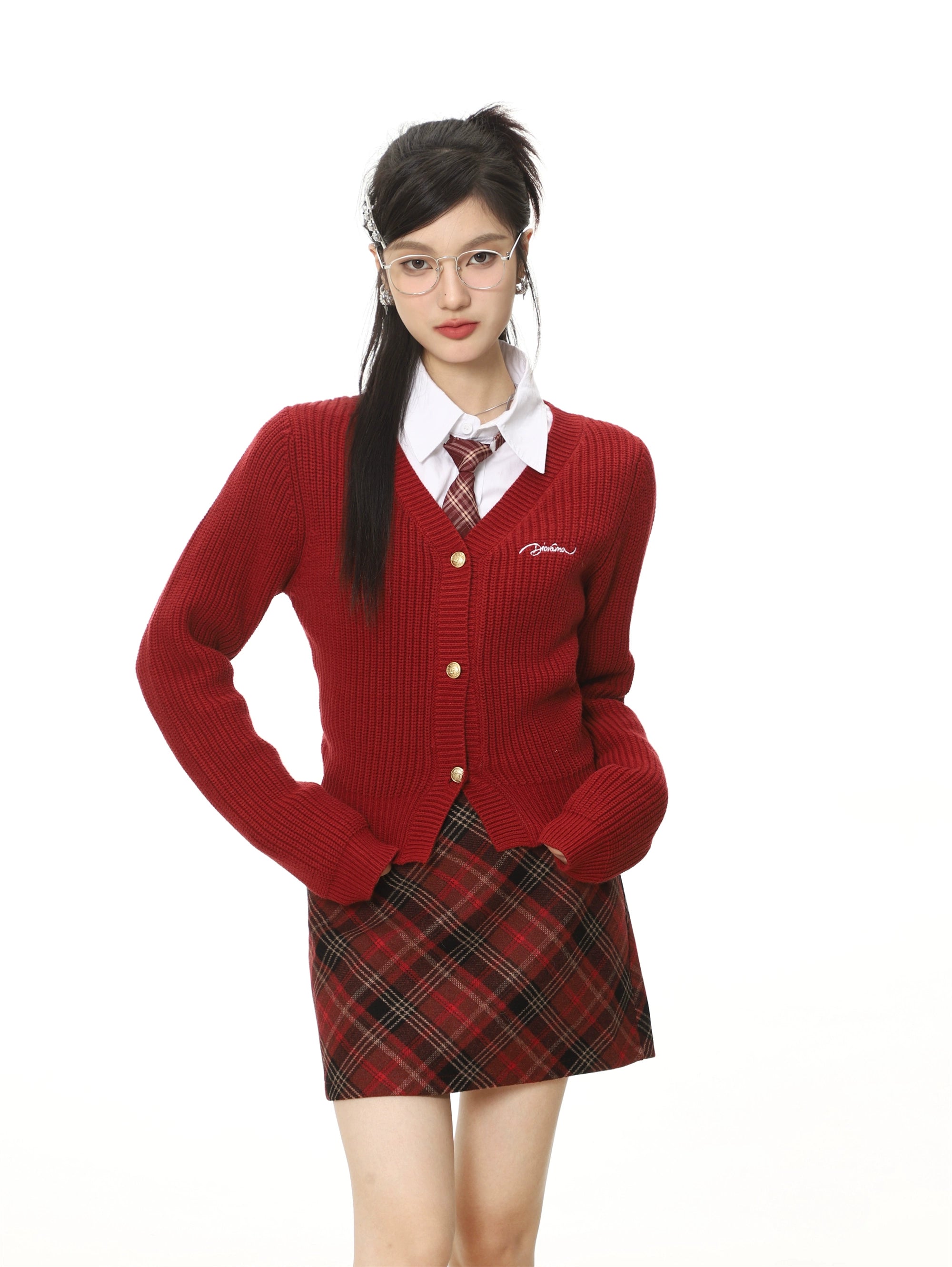 French Vintage Plaid Wool Mini Skirt