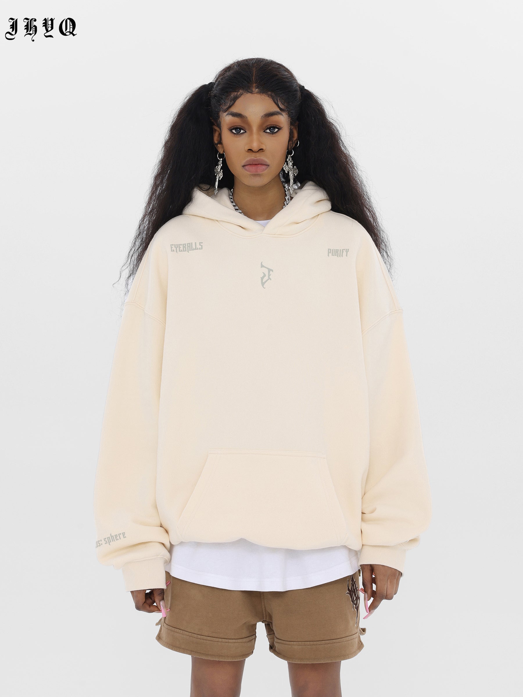 Hoodie with Basic Logo Print - chiclara