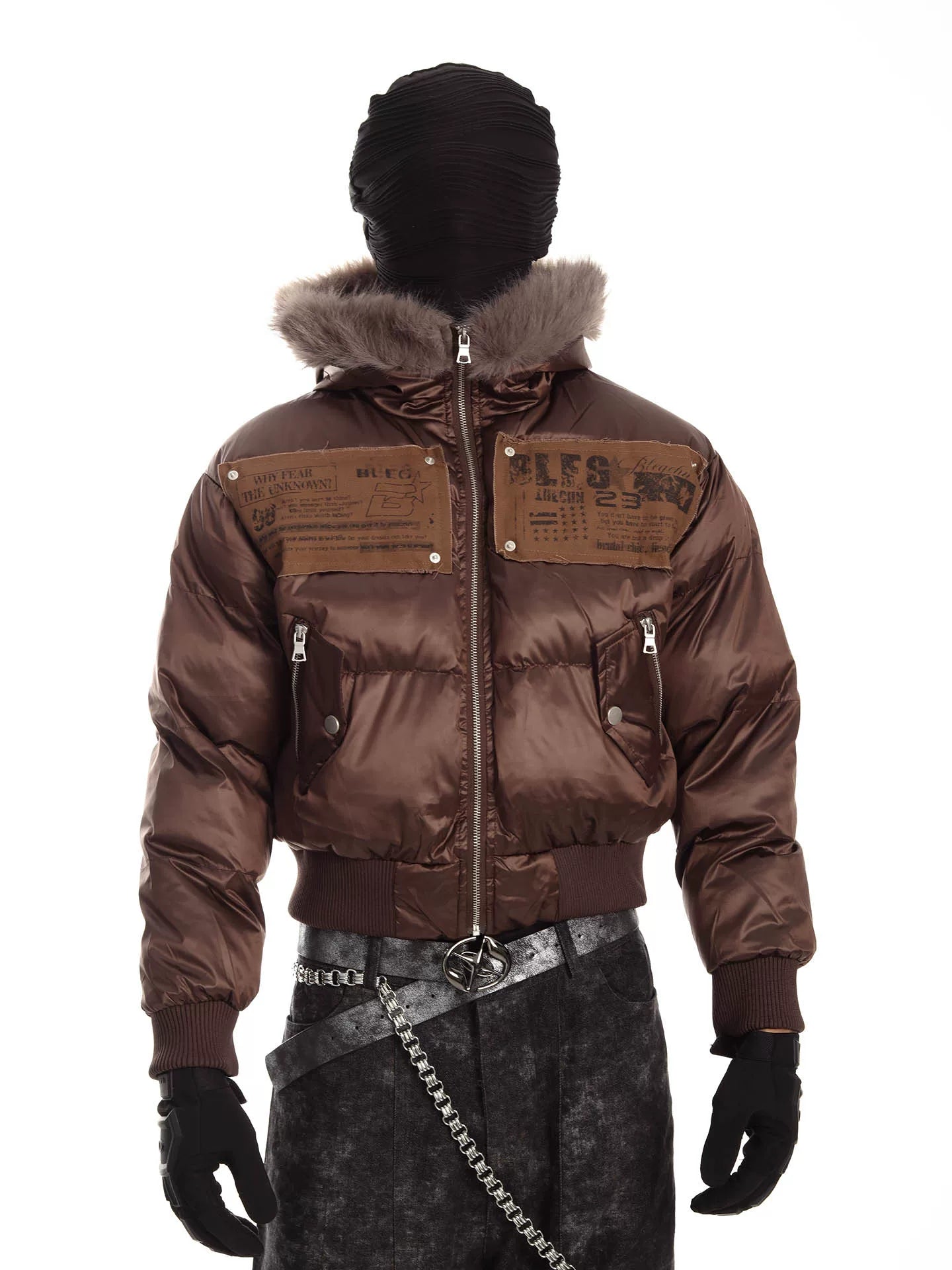 Frost Signal Fur-Trimmed Patch Puffer Jacket