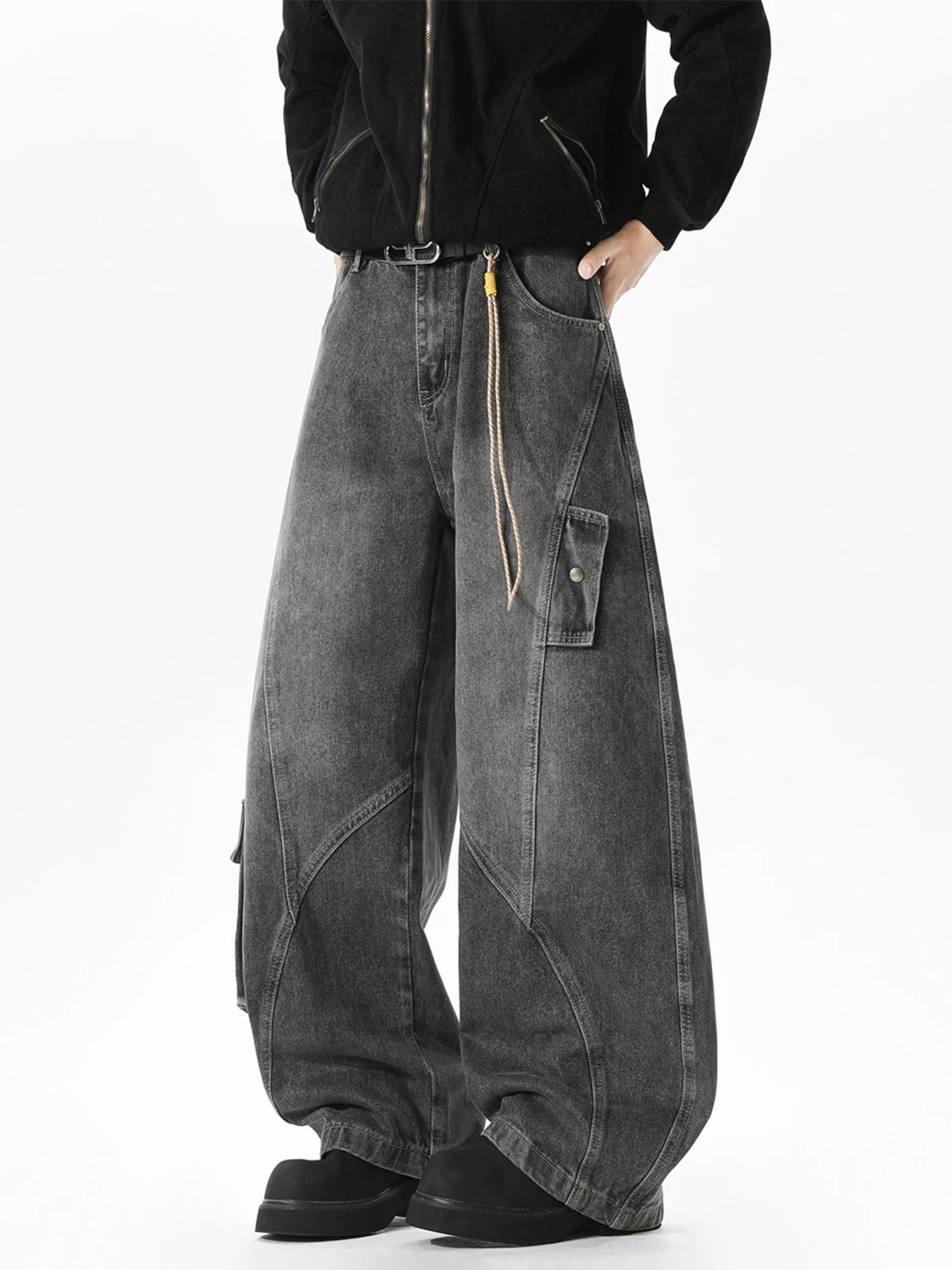 Harbor Drift Ultra‑Wide Cargo Jeans