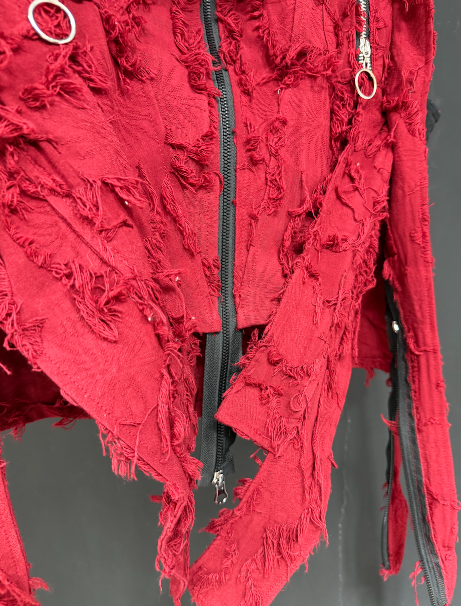 Crimson Shred Zipper Harness Vest
