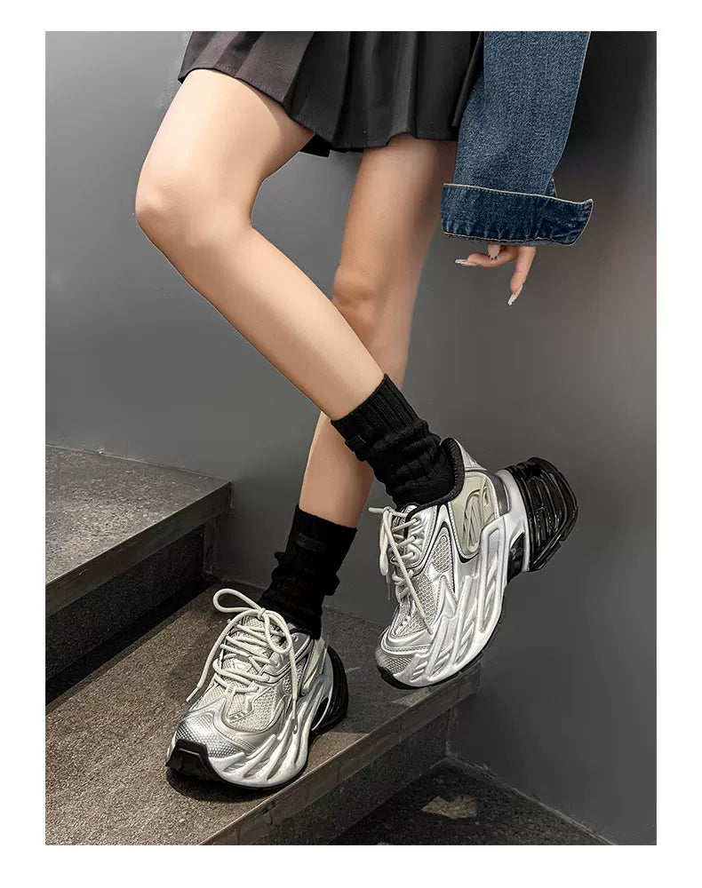 Futuristic Metallic Platform Runner Sneakers