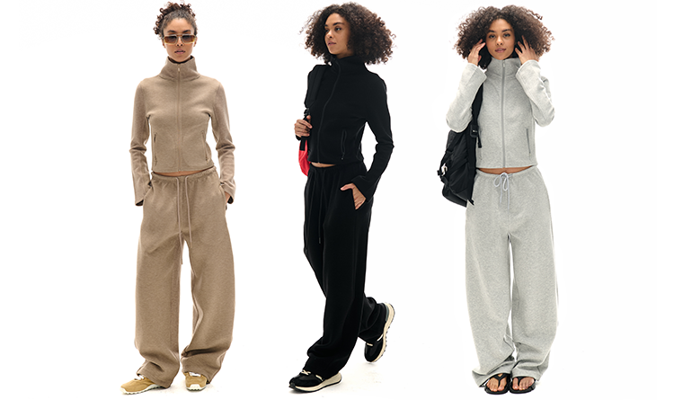 High Collar Zipper Sweatshirt And Sweatpants Set