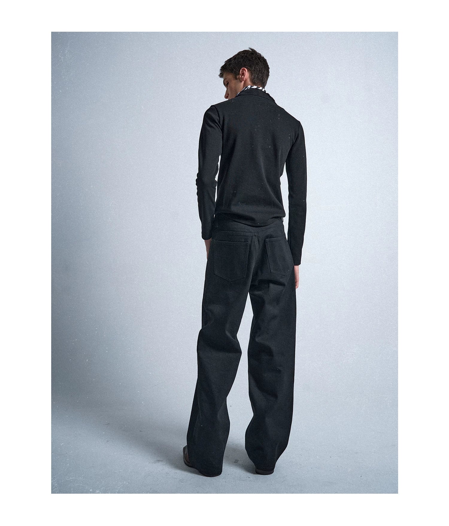 Skull Stripe Collar Long‑Sleeve Polo Sweatshirt