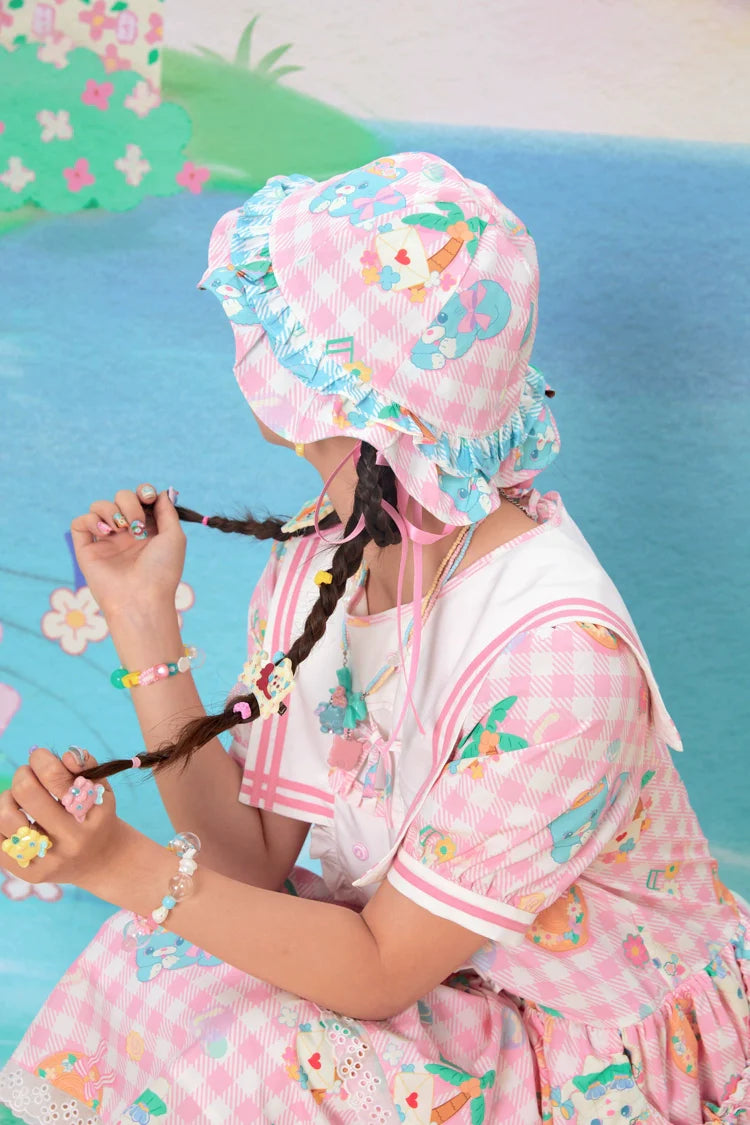 Sweet Animal Garden Gingham Hat