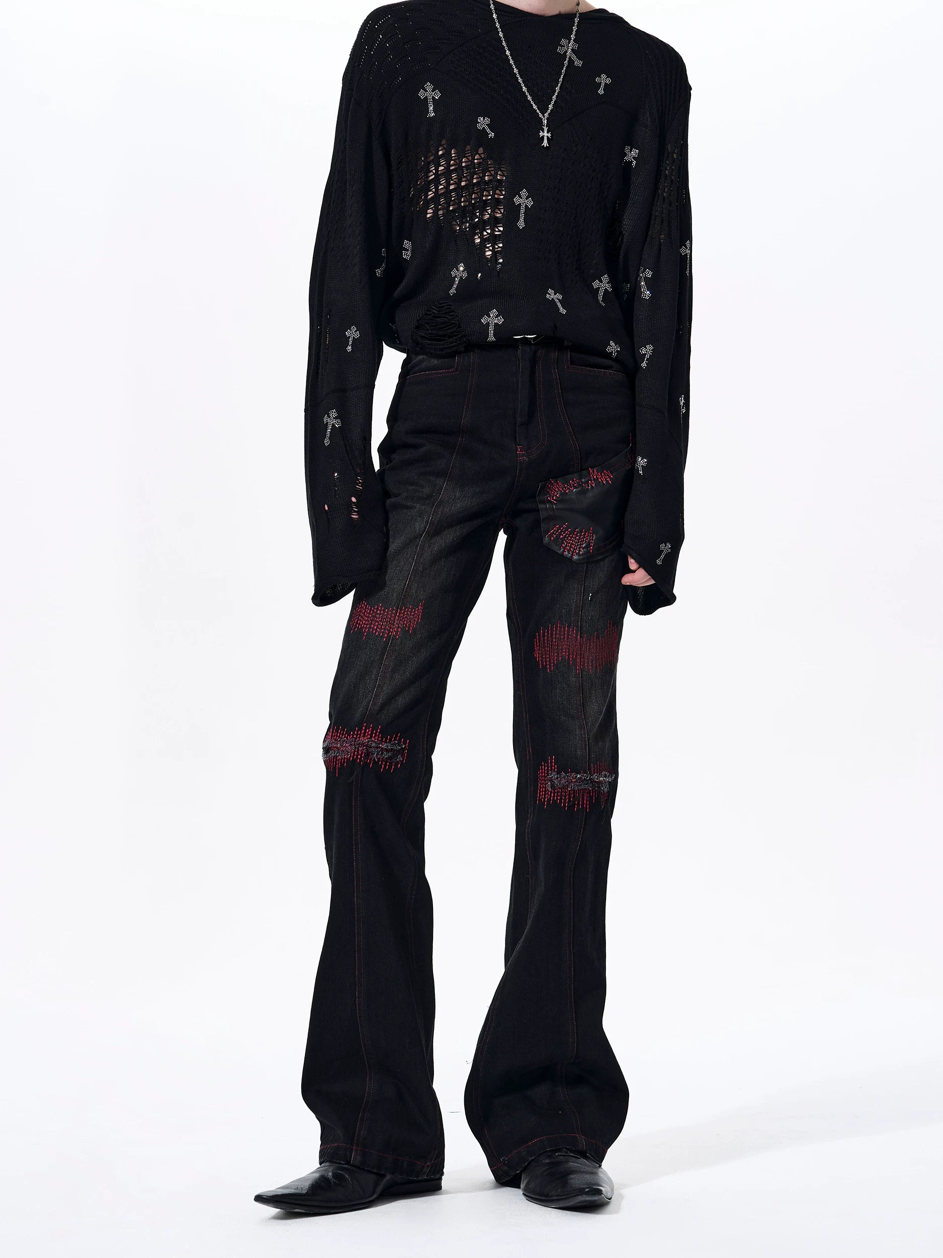 Crimson Fray Relic Flare Jeans