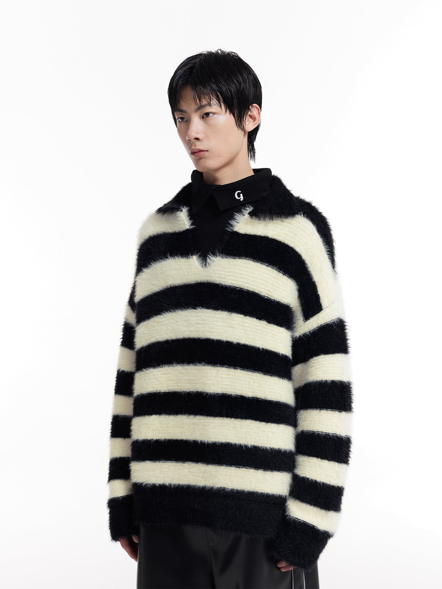 Fuzzy Stripe Pullover Sweater