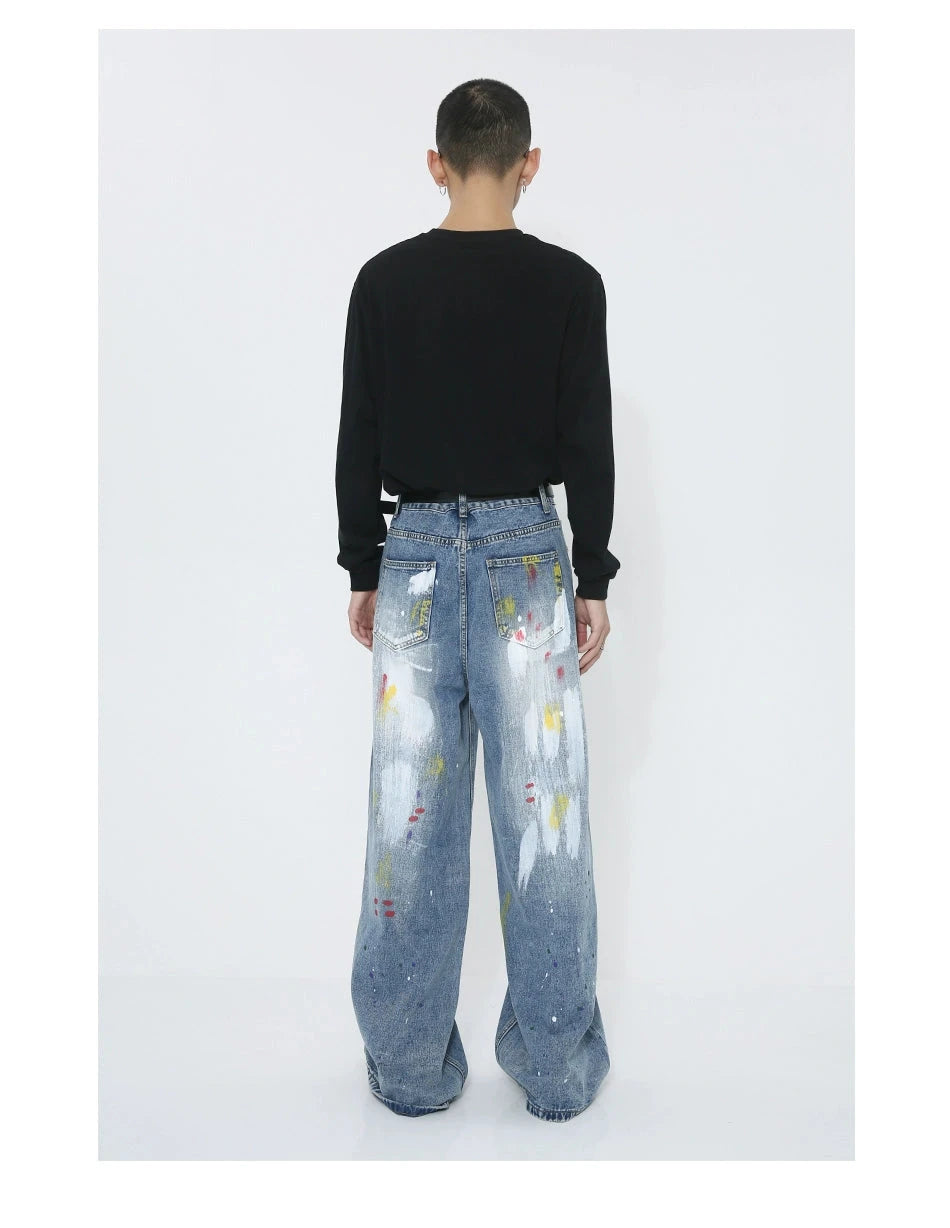 Voguo Relay Avant-Garde Splash Wide-Leg Jeans