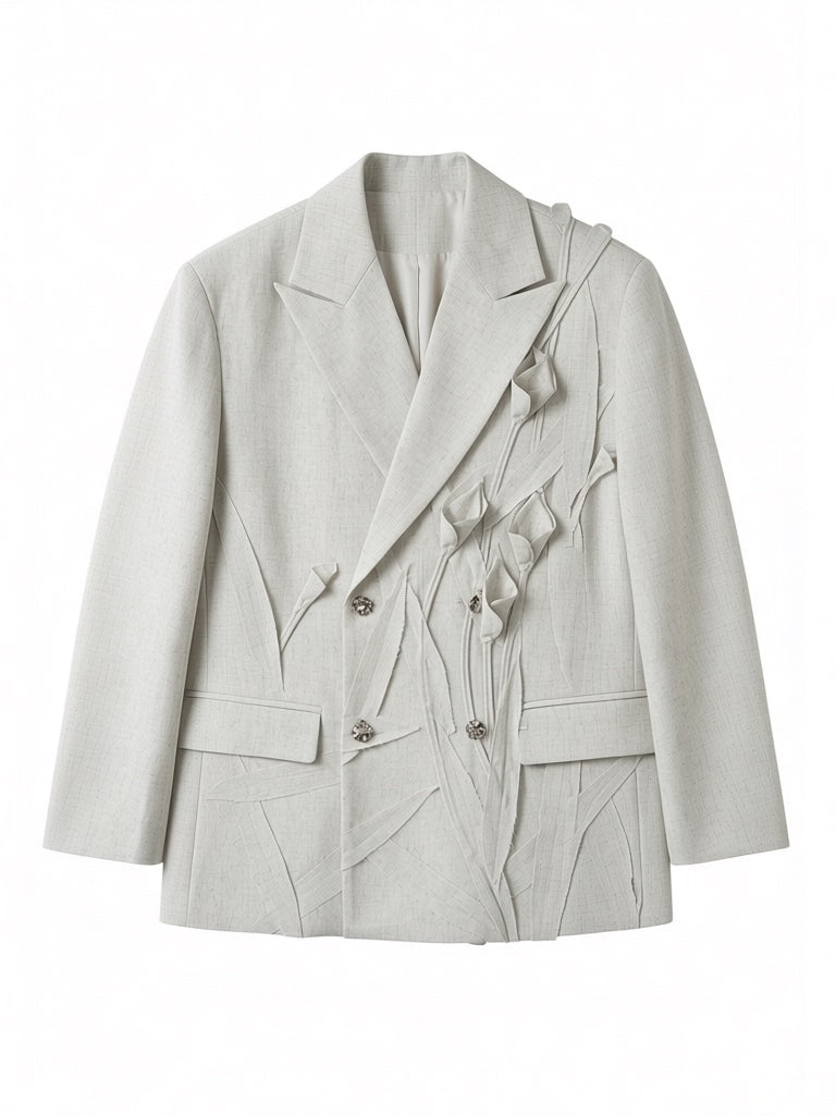 Ivory Bloom Sculpted Linen Blazer