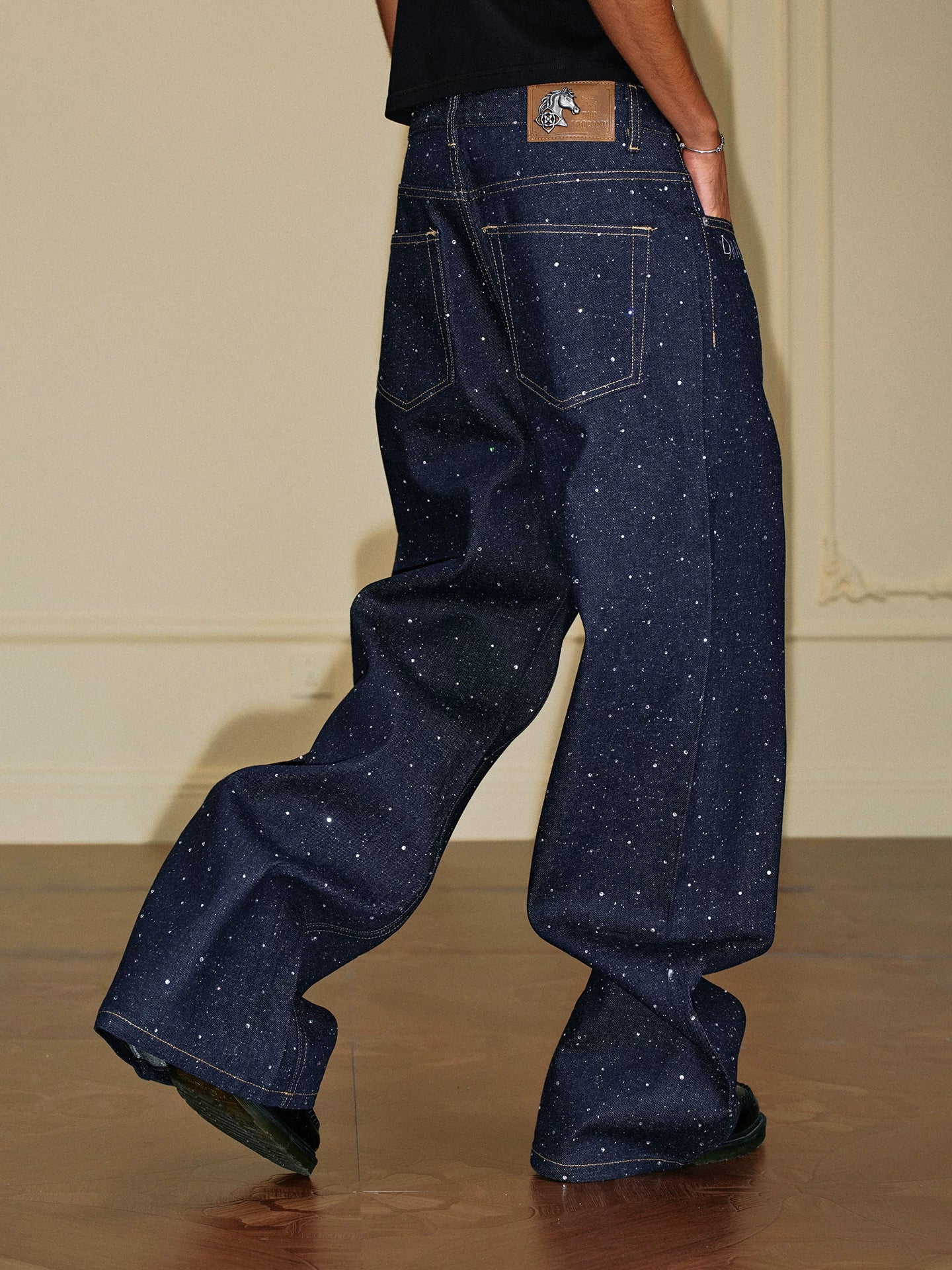 Crystal Speckled Wide Leg Jeans