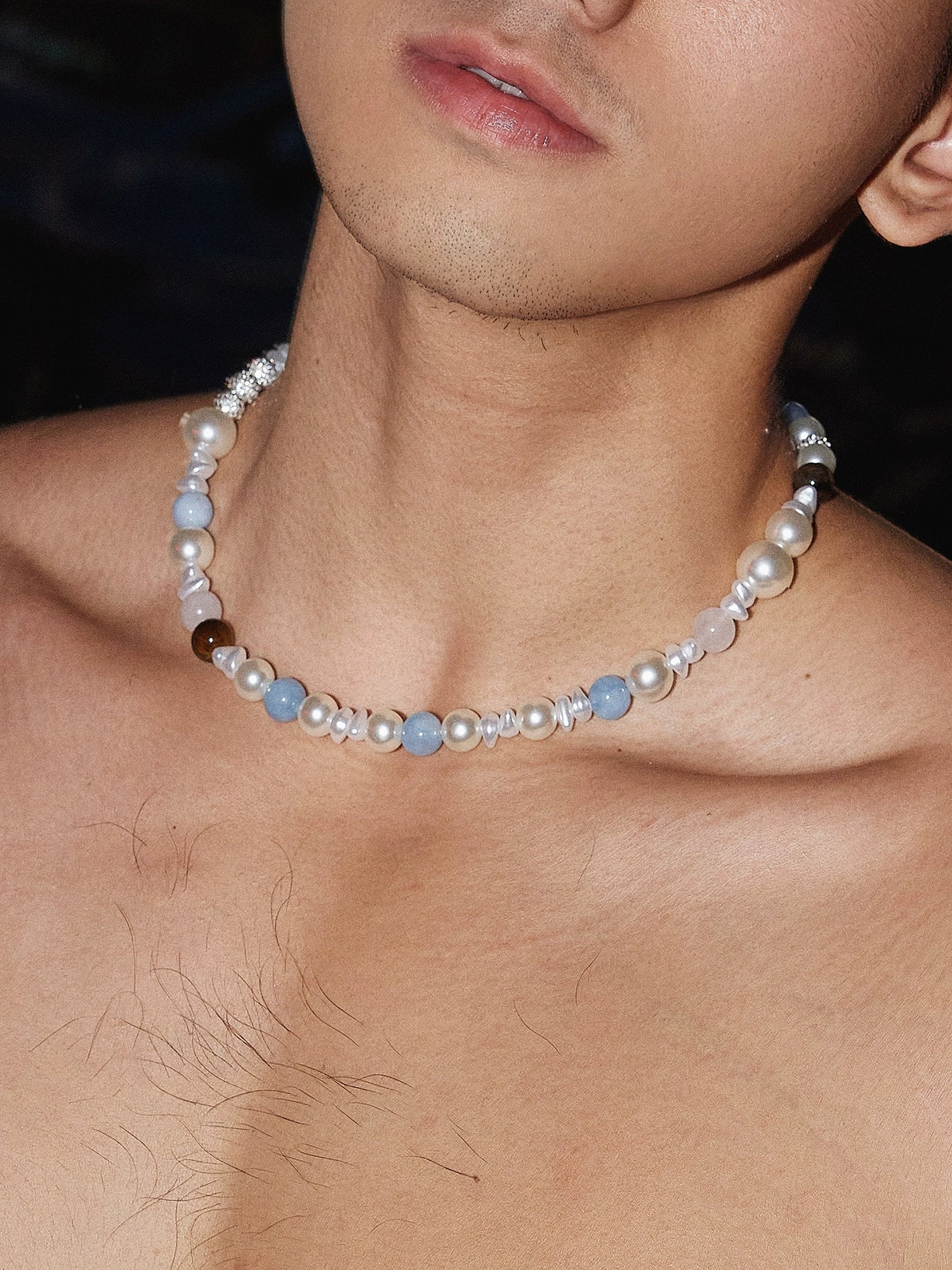 Pearl & Blue Stone Necklace