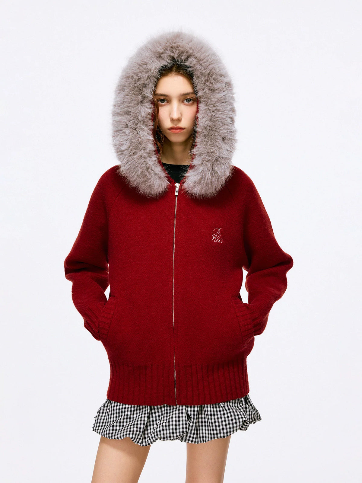 Frostline Faux Fur Hood Zip Cardigan