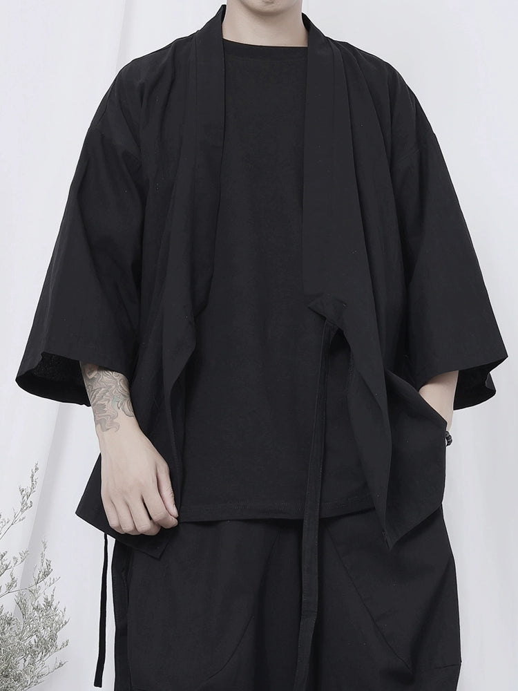Black Wrap Kimono Shirt