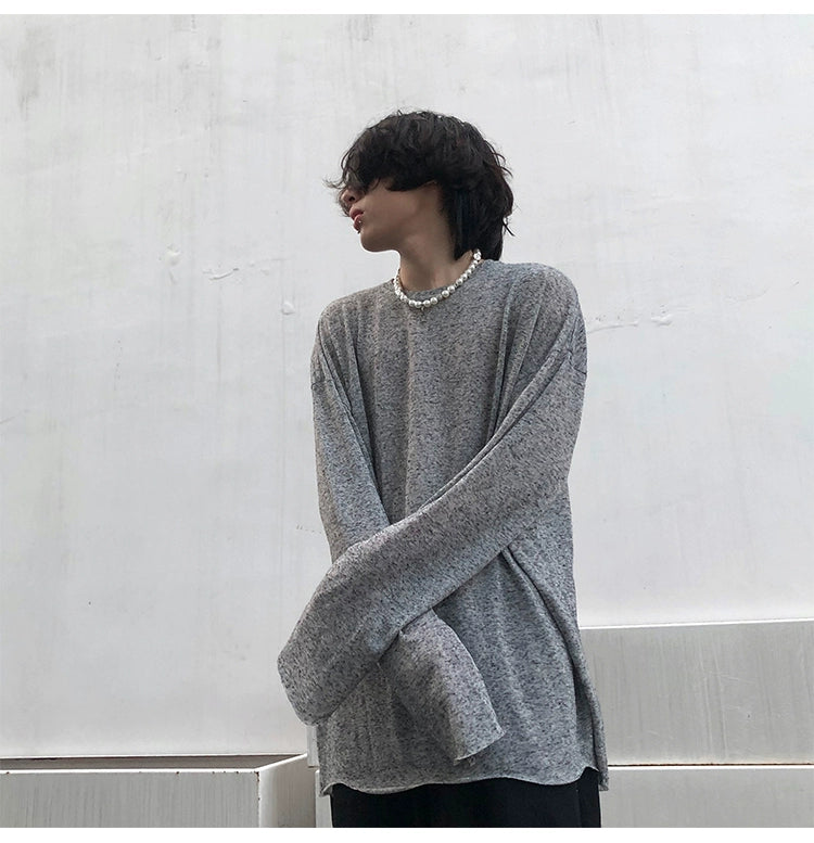 Oversized Heathered Long Sleeve T-Shirt