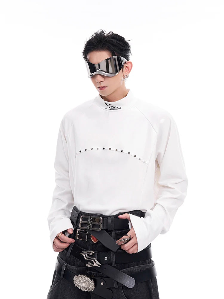 Studded Mock Neck Sweatshirt
