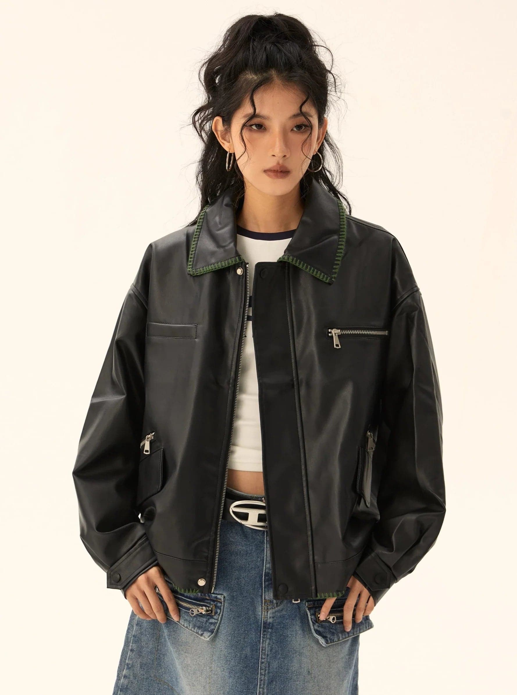 Classic Black Leather Jacket - chiclara